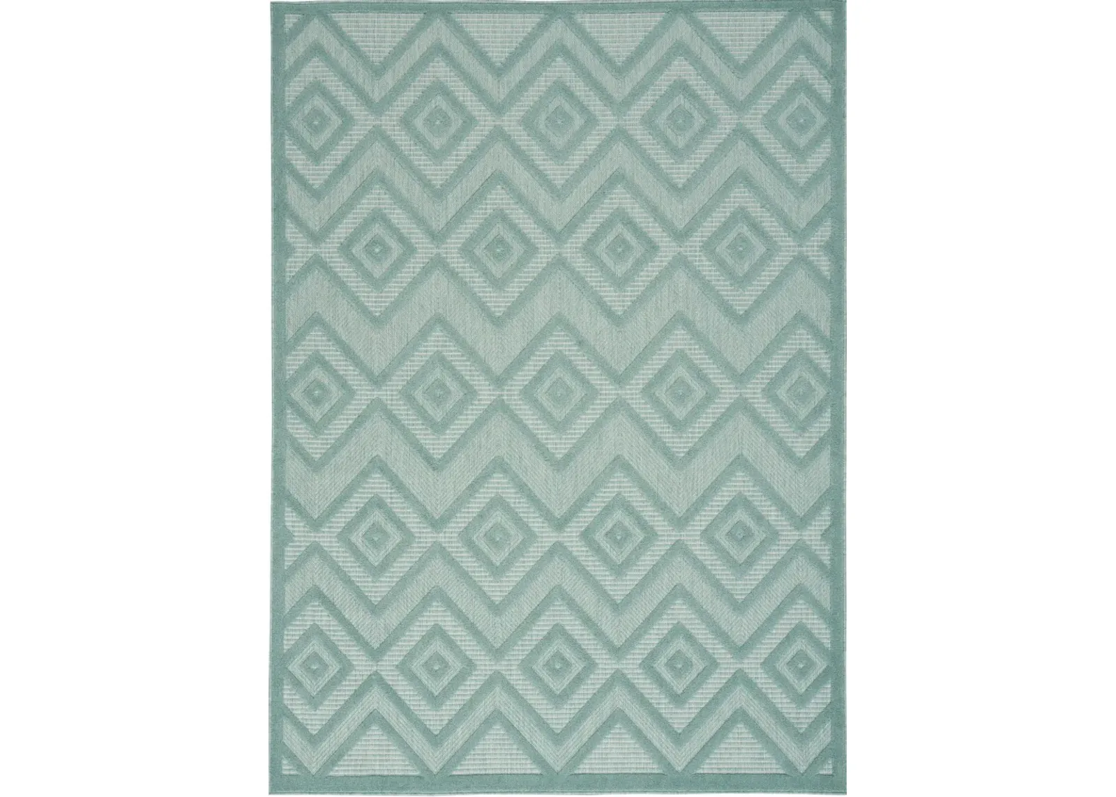 6' X 9' Argyle Indoor / Outdoor Area Rug - Aqua / Teal