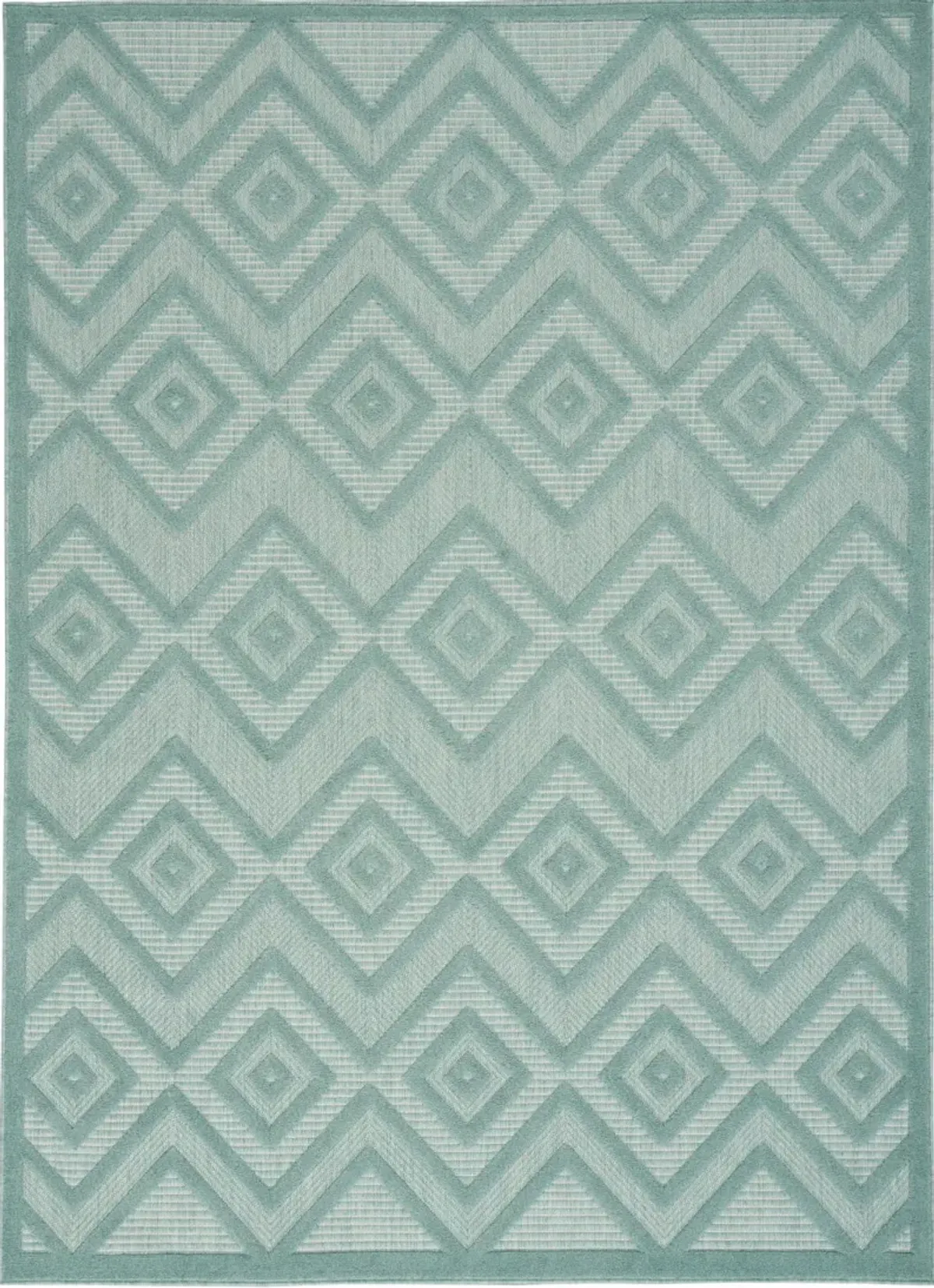 6' X 9' Argyle Indoor / Outdoor Area Rug - Aqua / Teal