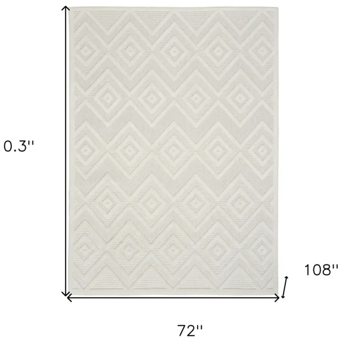 6' X 9' Argyle Indoor / Outdoor Area Rug - Ivory / White