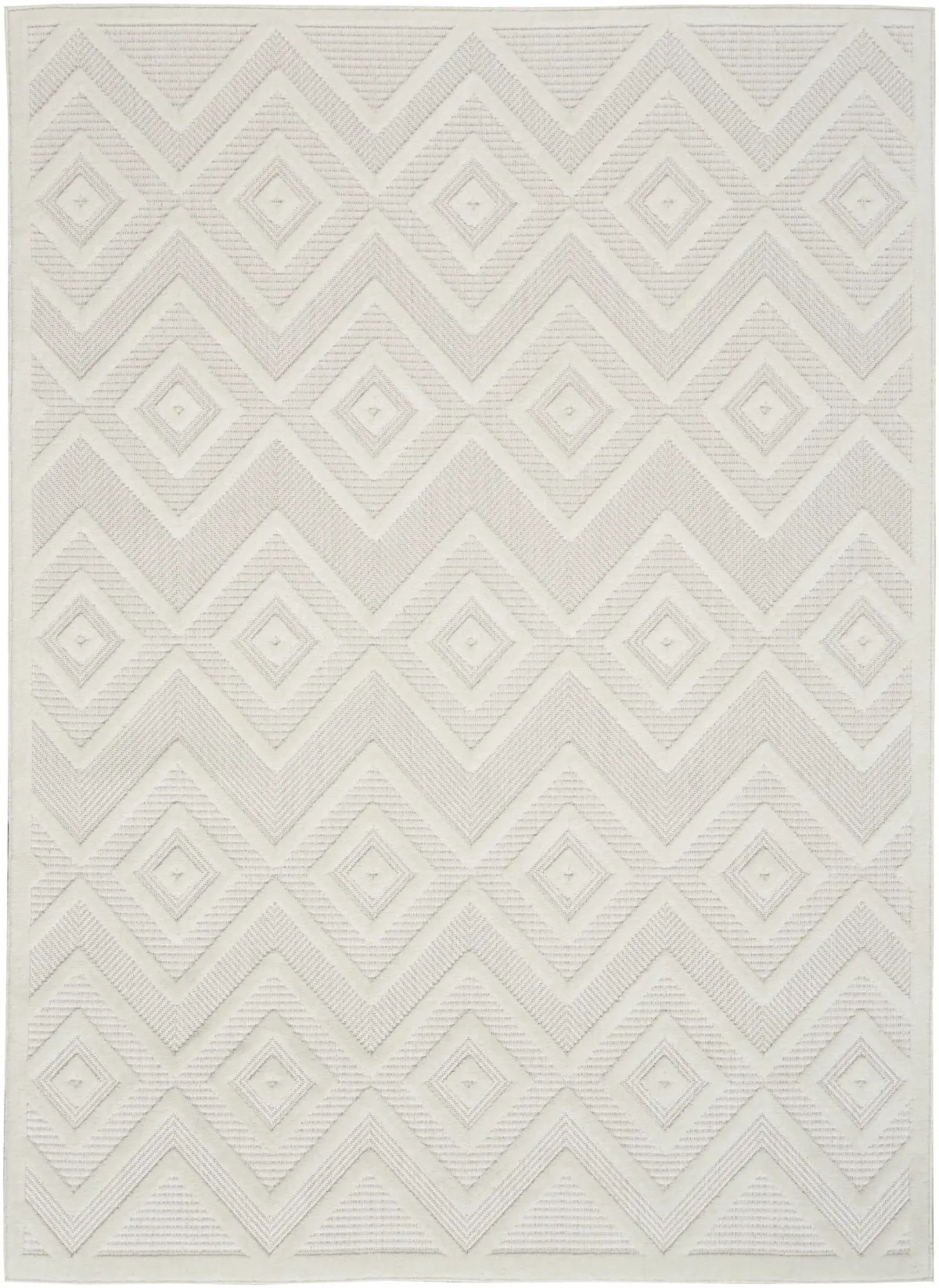 6' X 9' Argyle Indoor / Outdoor Area Rug - Ivory / White