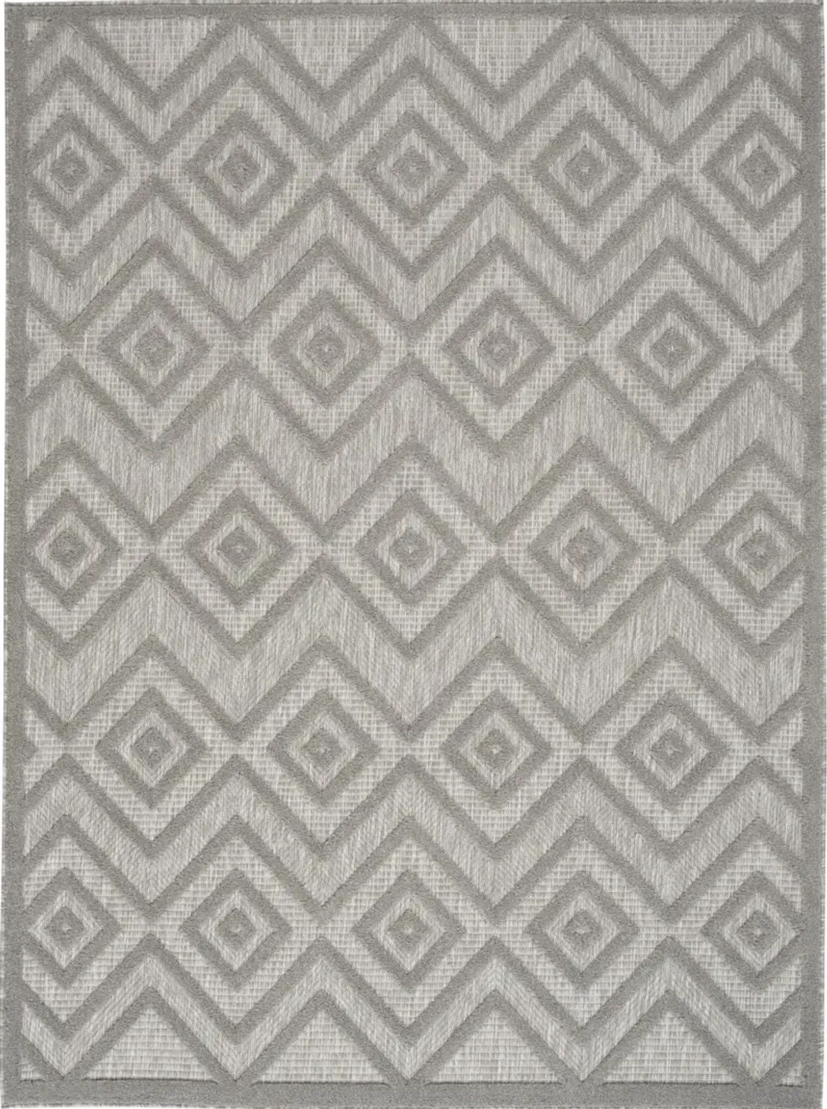 6' X 9' Argyle Indoor / Outdoor Area Rug - Silver Gray