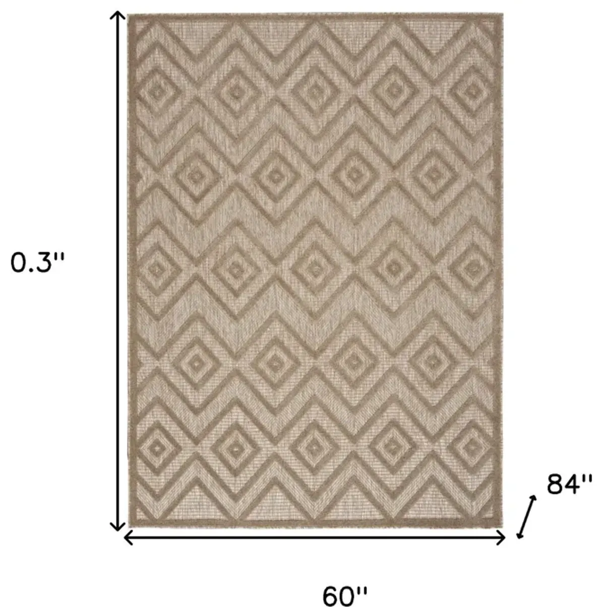 5' X 7' Argyle Indoor / Outdoor Area Rug - Natural Beige