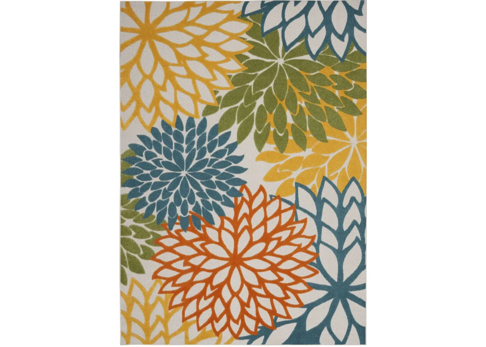 7' X 10' Floral Non Skid Indoor / Outdoor Area Rug - Turquoise