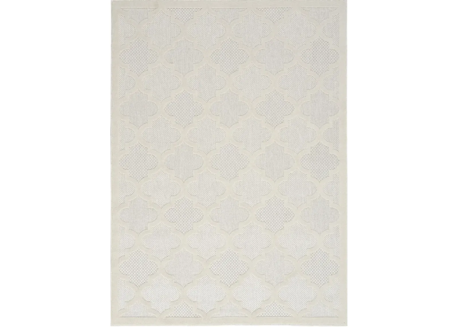 5' X 7' Ikat Indoor / Outdoor Area Rug - Ivory / White