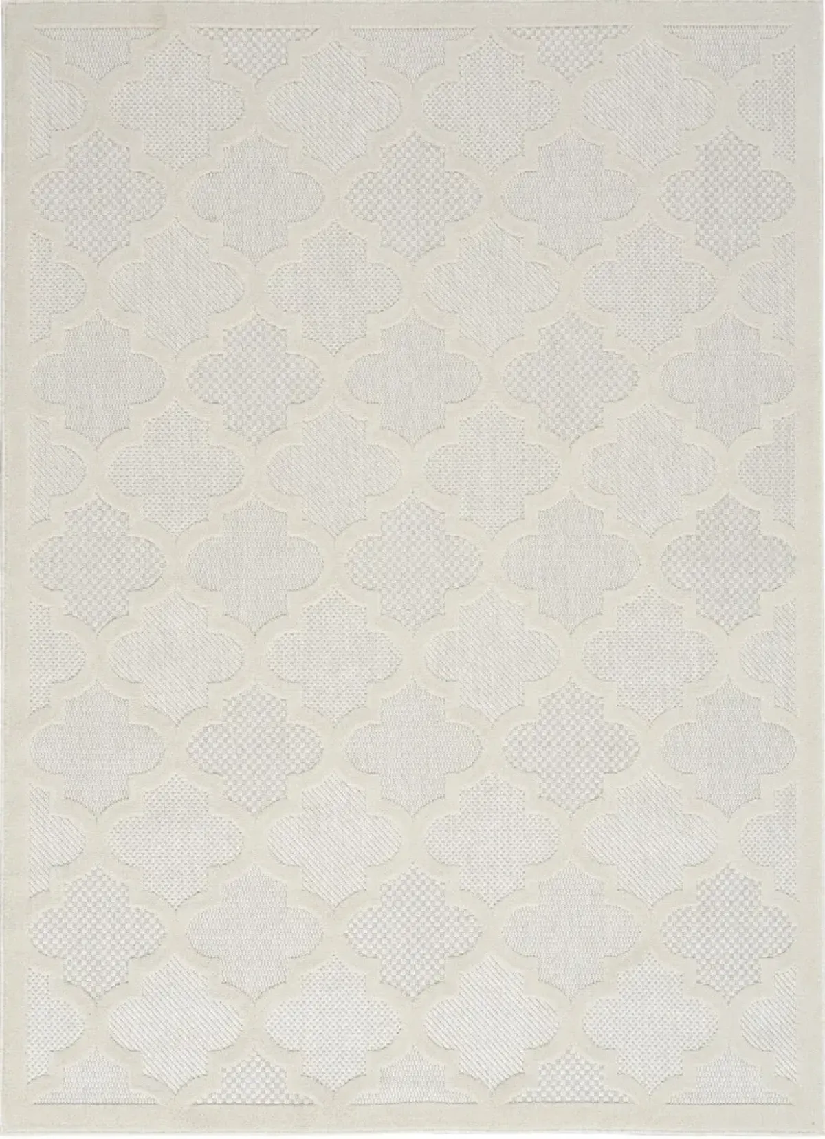 5' X 7' Ikat Indoor / Outdoor Area Rug - Ivory / White