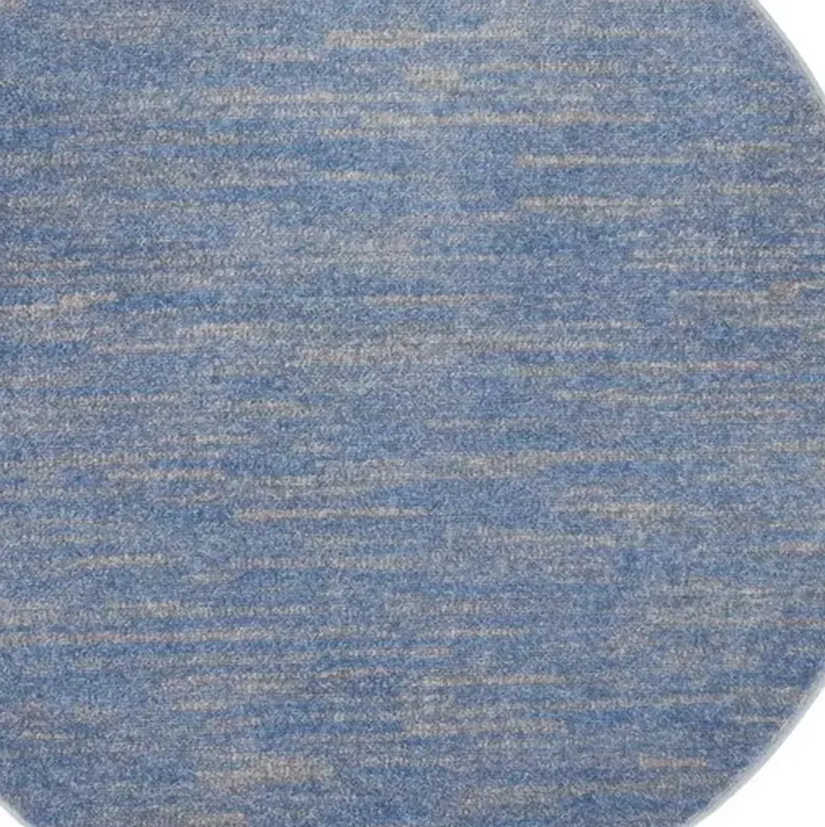 4' Round Striped Non Skid Indoor / Outdoor Area Rug - Blue / Gray