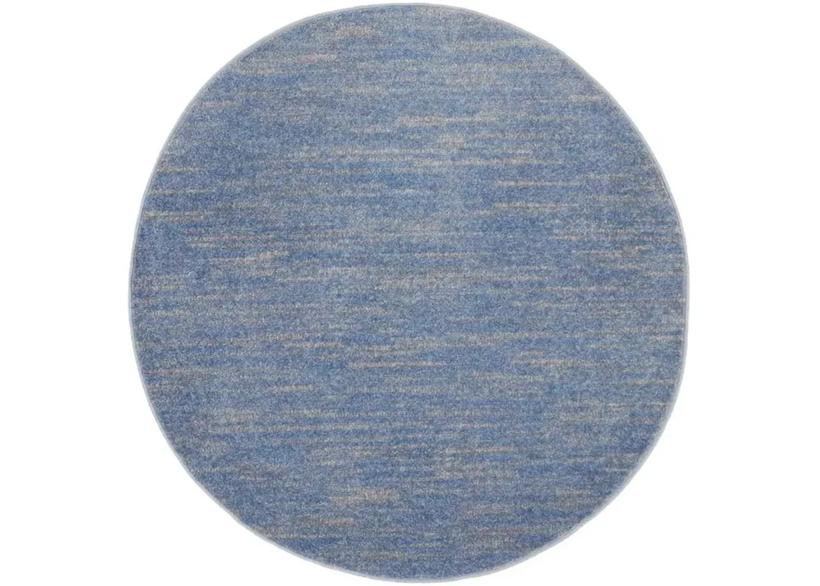 4' Round Striped Non Skid Indoor / Outdoor Area Rug - Blue / Gray