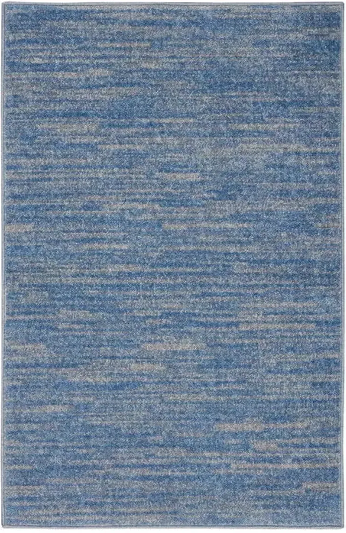 2' X 4' Striped Non Skid Indoor / Outdoor Runner Rug - Blue / Gray