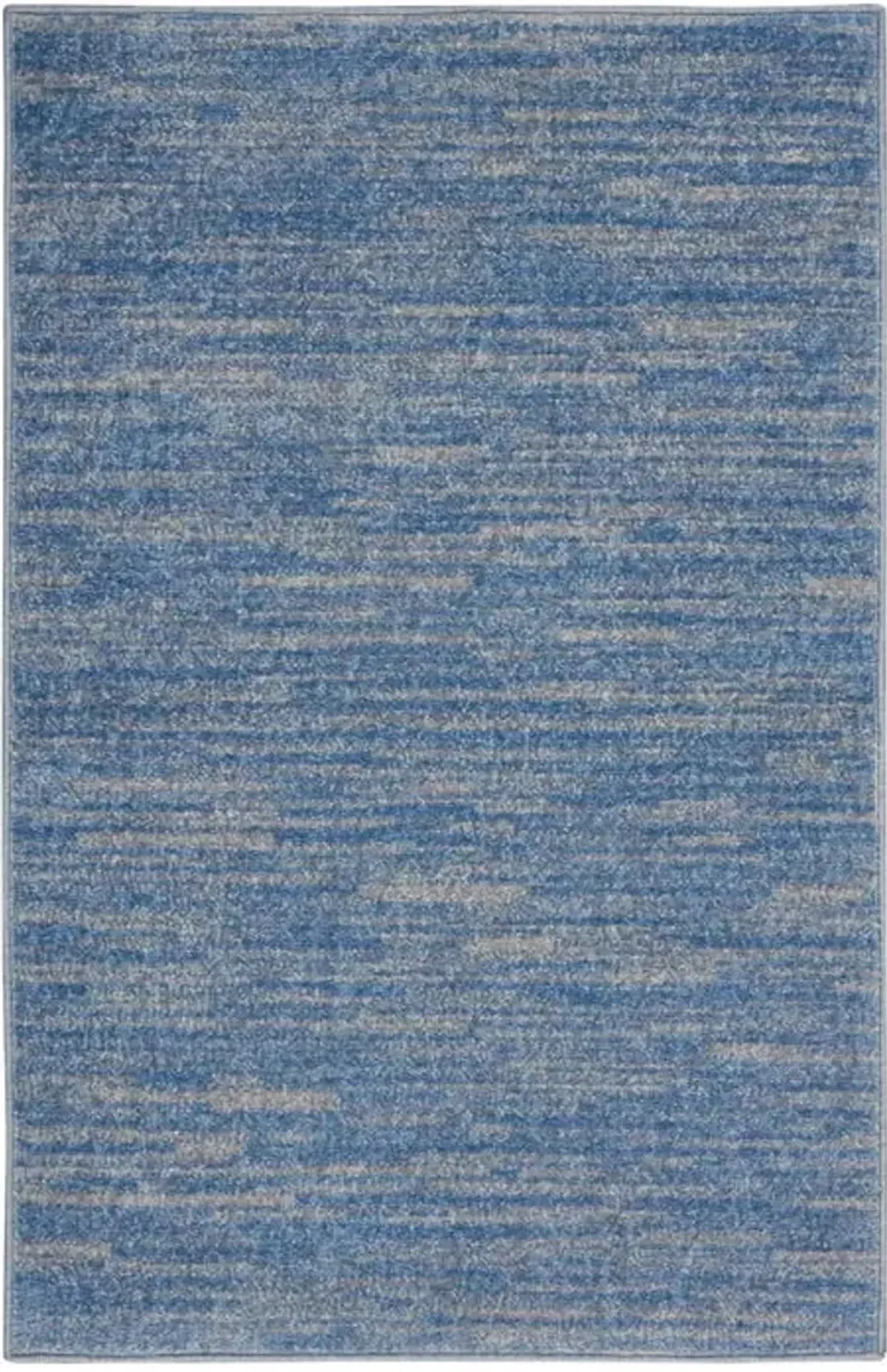 2' X 4' Striped Non Skid Indoor / Outdoor Runner Rug - Blue / Gray