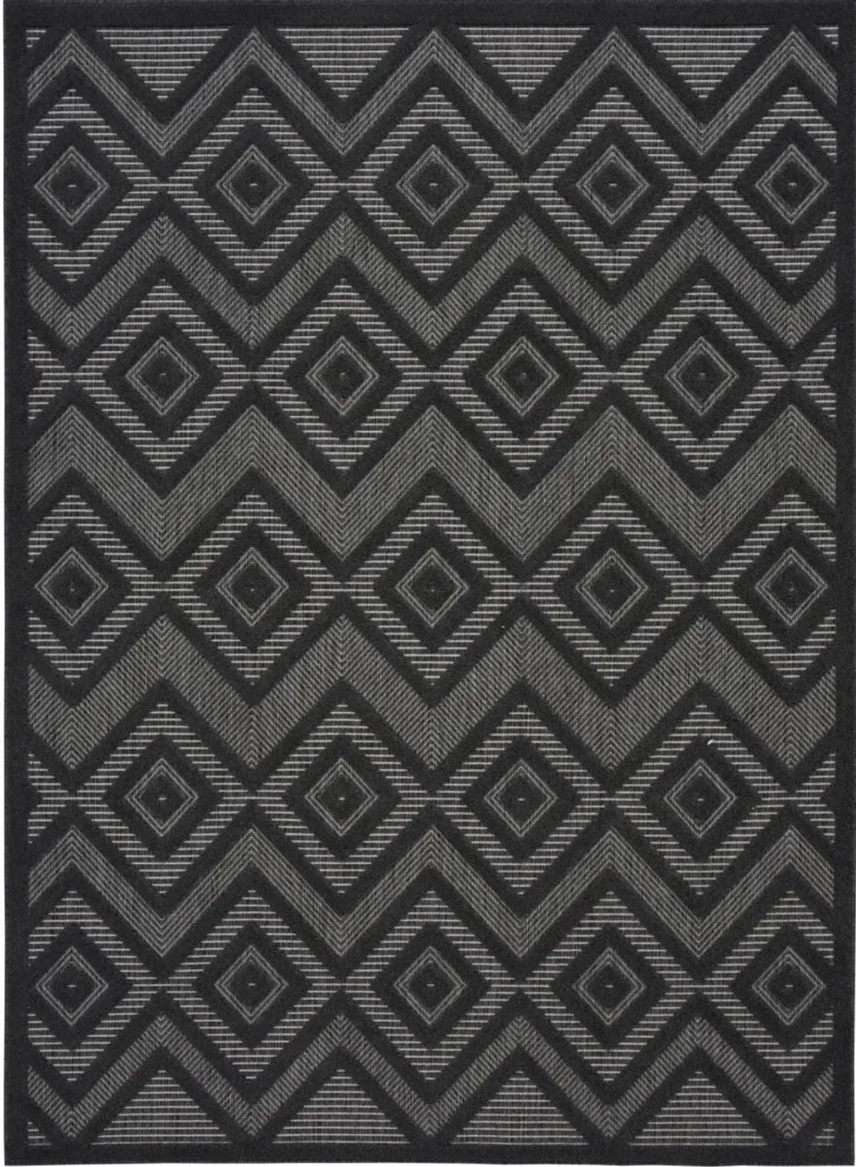 4' X 6' Argyle Indoor / Outdoor Area Rug - Charcoal Black