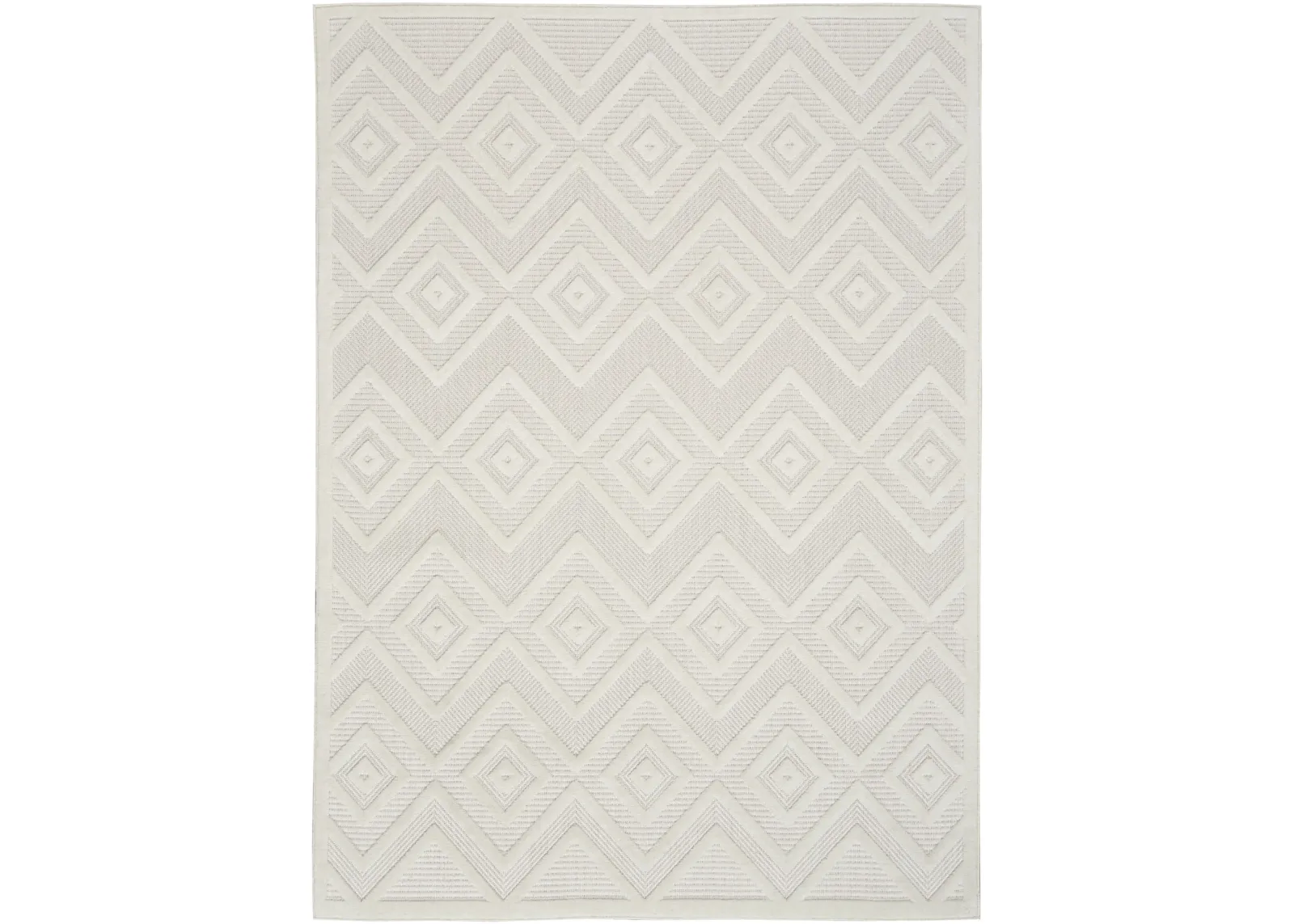 4' X 6' Argyle Indoor / Outdoor Area Rug - Ivory / White