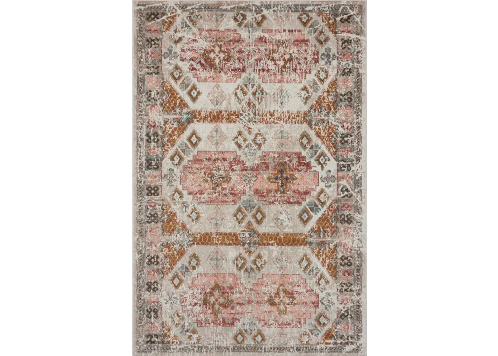 5' X 8' Geometric Stain Resistant Outdoor / Indoor Area Rug - Cream