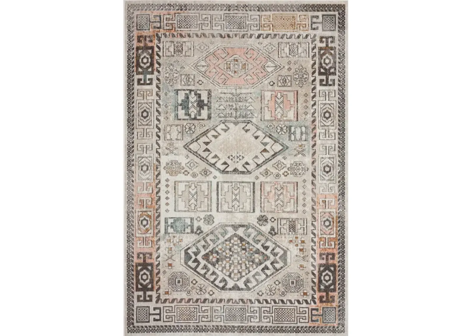 5' X 8' Geometric Stain Resistant Indoor / Outdoor Area Rug - Cream