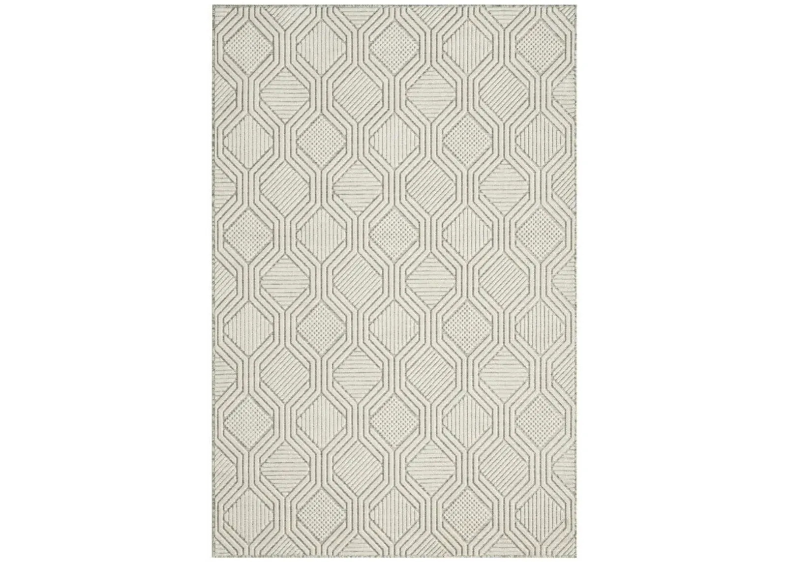 8' X 10' Geometric Stain Resistant Indoor & Outdoor Area Rug - Ivory / Gray