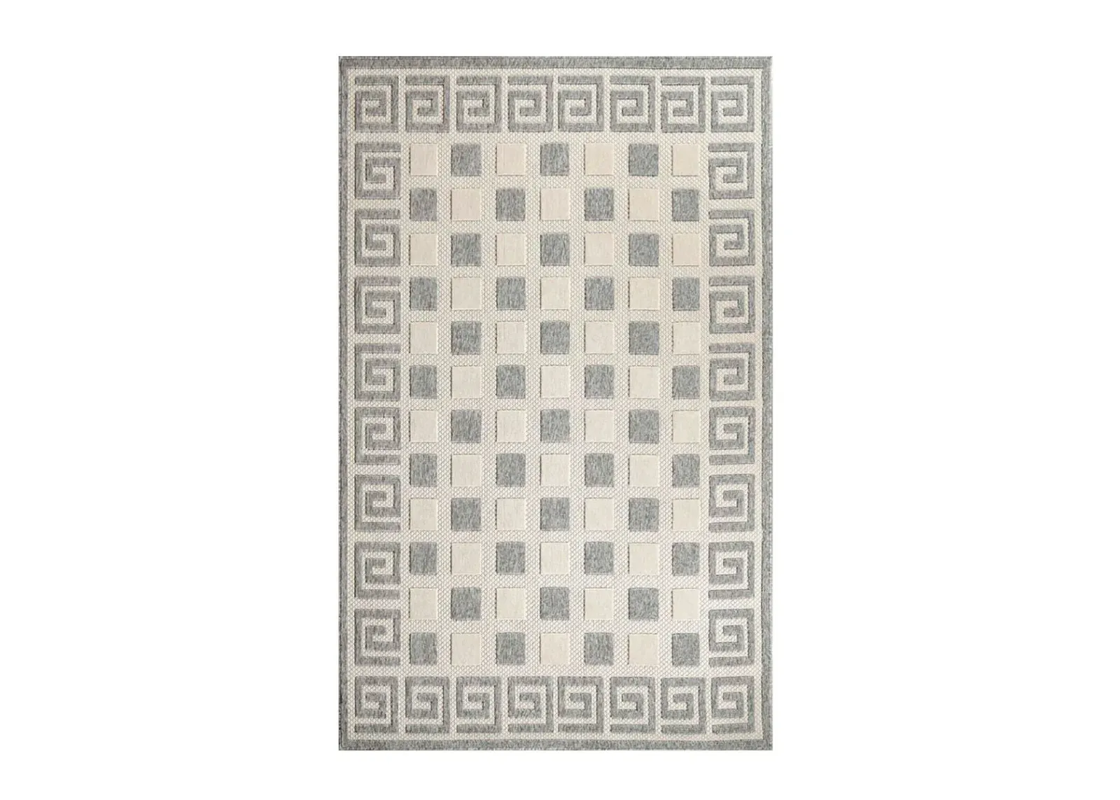 6' X 9' Geometric Stain Resistant Non Skid Indoor / Outdoor Area Rug - Cream