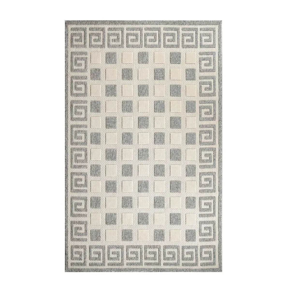 6' X 9' Geometric Stain Resistant Non Skid Indoor / Outdoor Area Rug - Cream