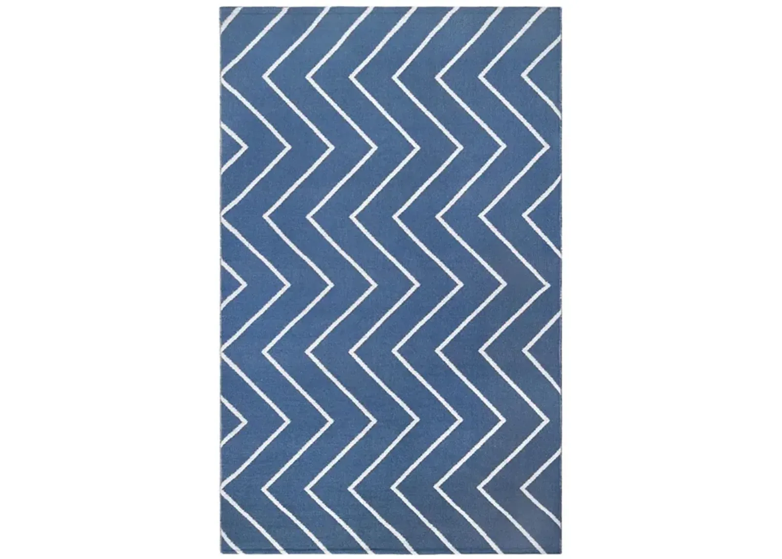 6' X 9' Waves Stain Resistant Indoor / Outdoor Area Rug - Navy Blue