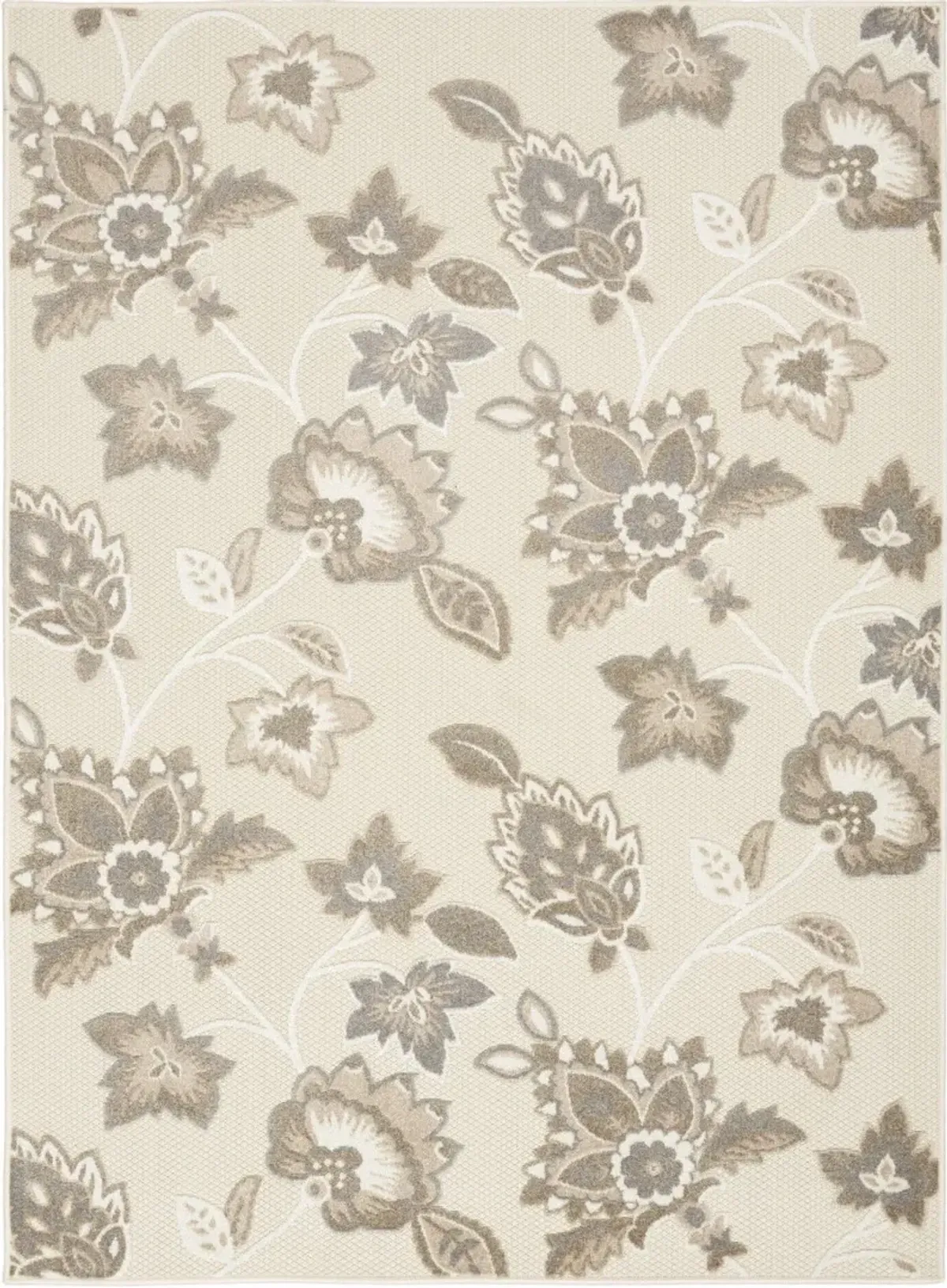 7' X 10' Floral Stain Resistant Area Rug Non Skid - Beige