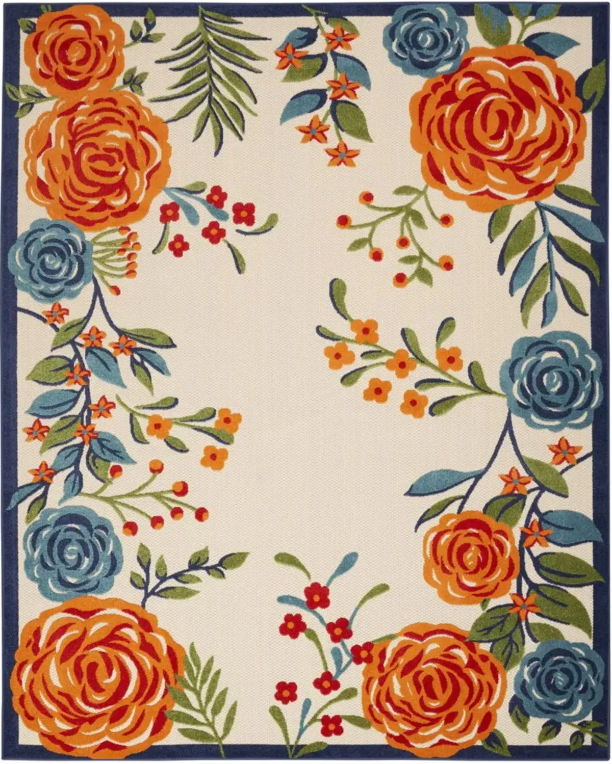8' X 11' Floral Stain Resistant Non Skid Area Rug - Multicolor