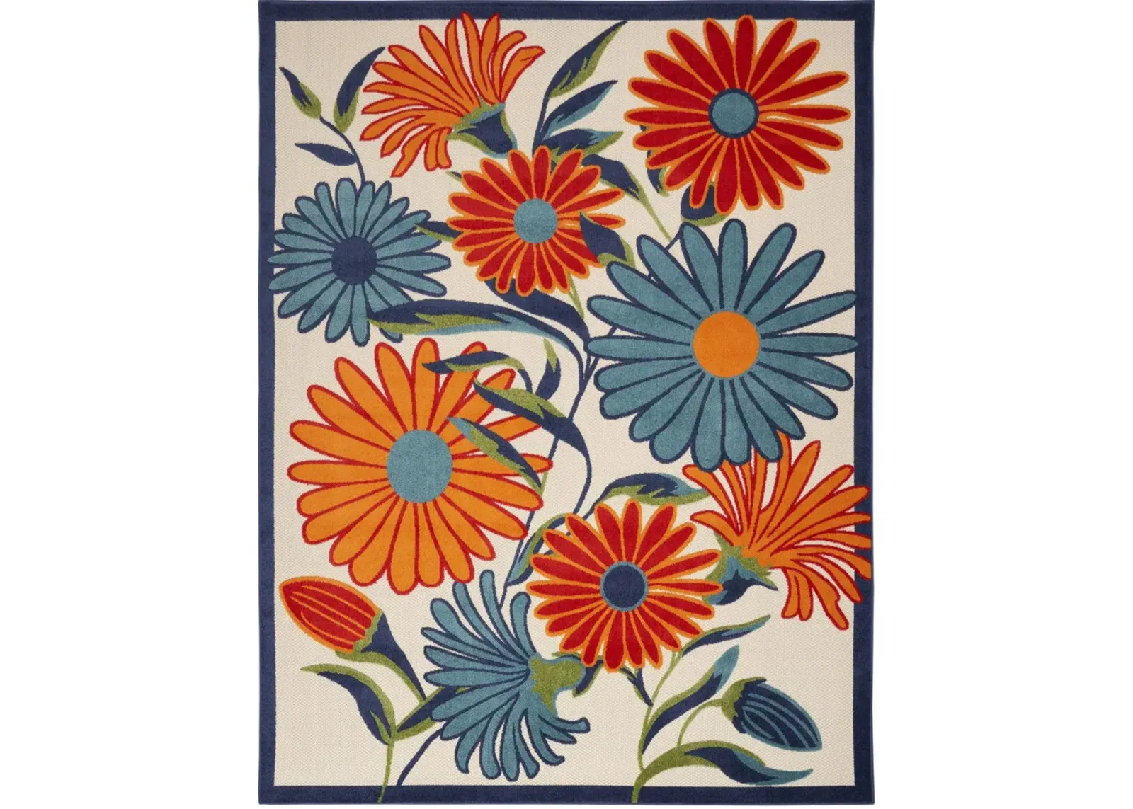 8' X 11' Floral Stain, Resistant Non Skid Area Rug - Multicolor