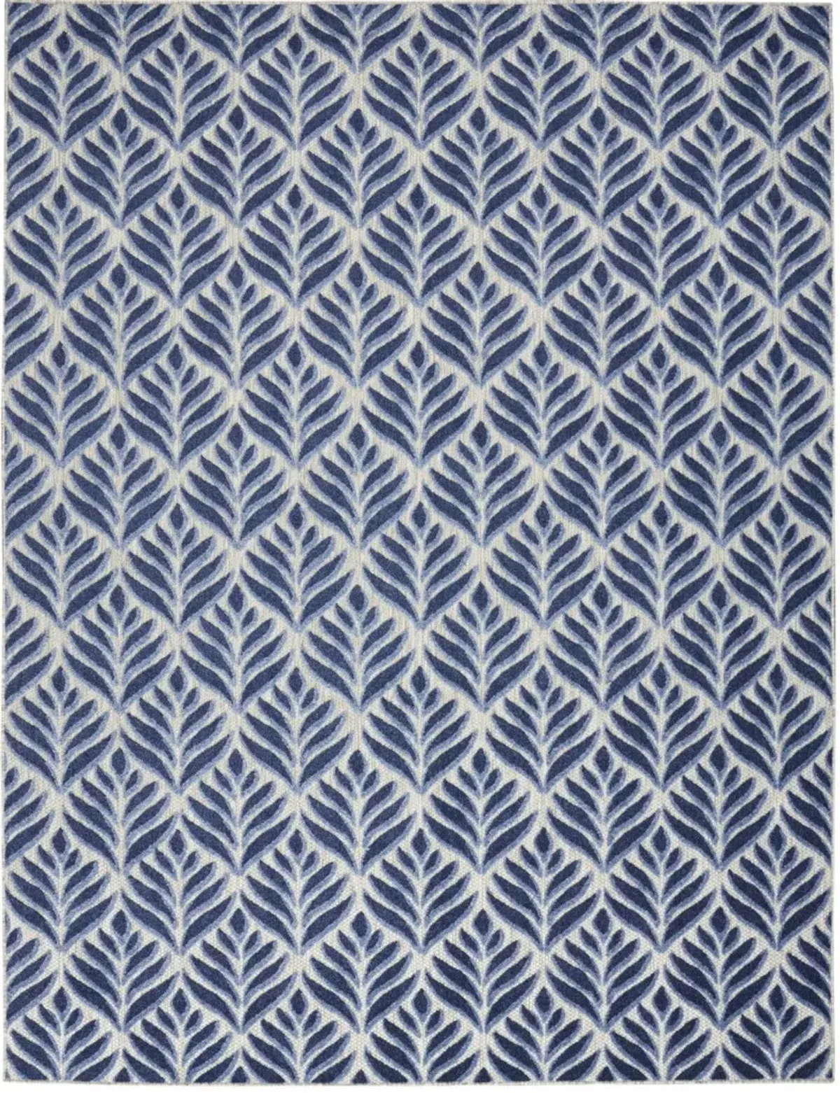 9' X 12' Floral Stain Resistant Non Skid Area Rug - Blue
