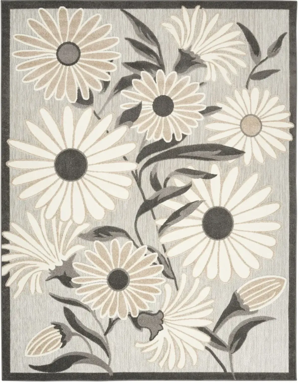 5' X 8' Floral Stain Resistant Area Rug Non Skid - Beige