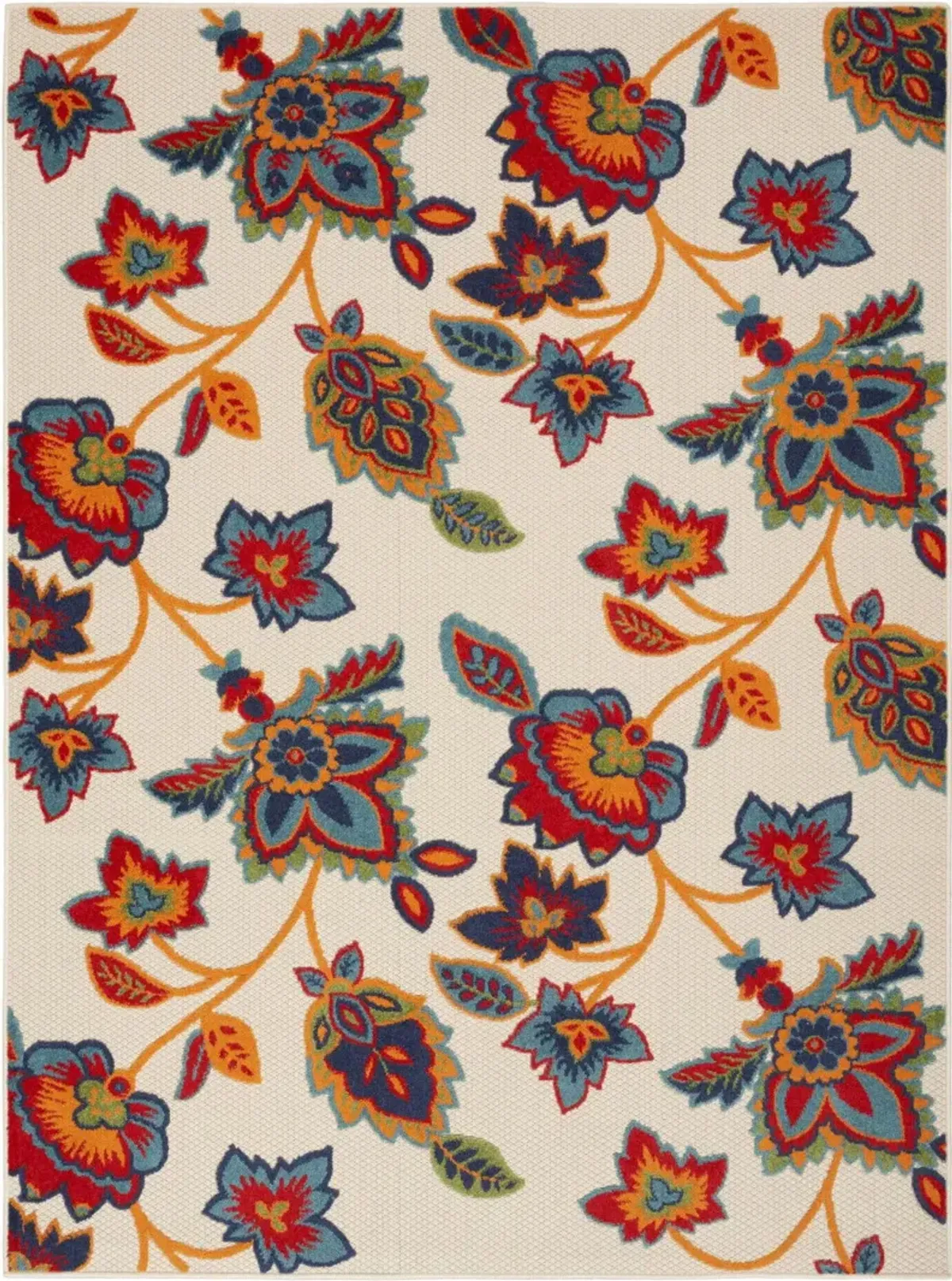 7' X 10' Floral Stain Resistant Area Rug Non Skid - Multicolor