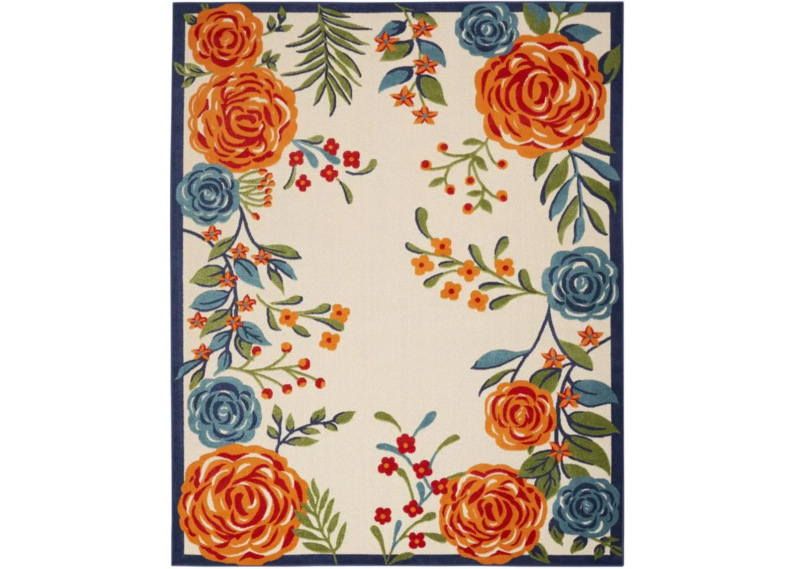 7' X 10' Area Rug Floral Stain Resistant Non Skid - Multicolor