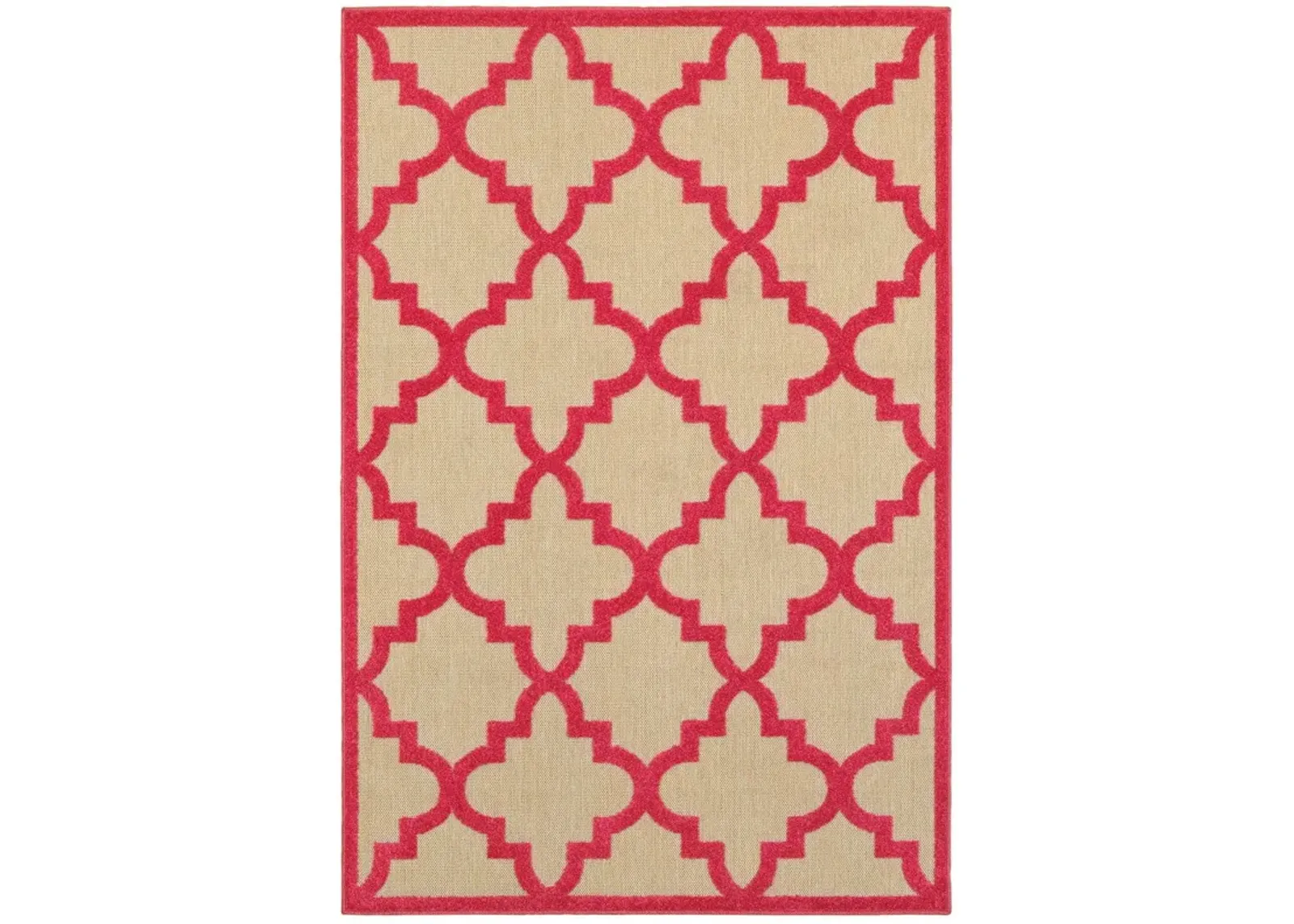 8' X 11' Geometric Stain Resistant Indoor / Outdoor Area Rug - Red