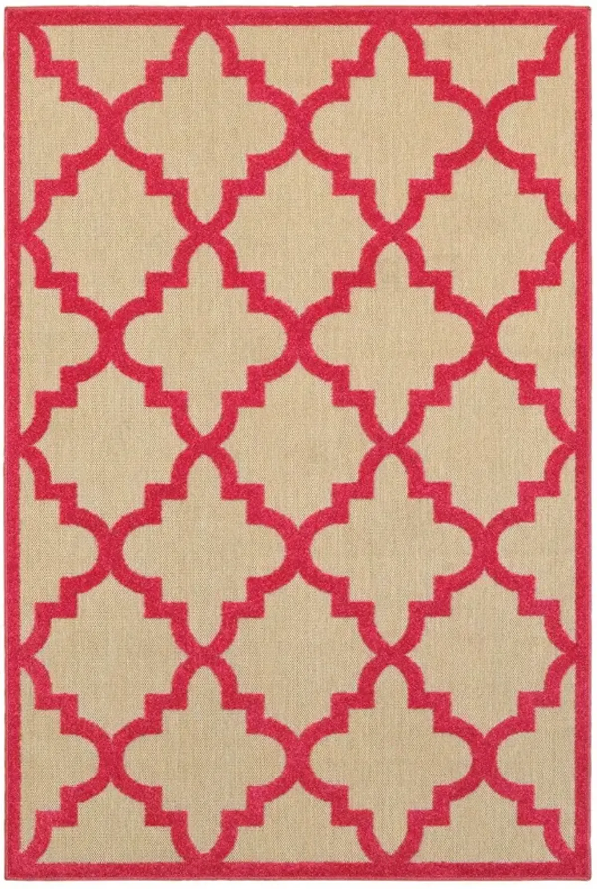 8' X 11' Geometric Stain Resistant Indoor / Outdoor Area Rug - Red