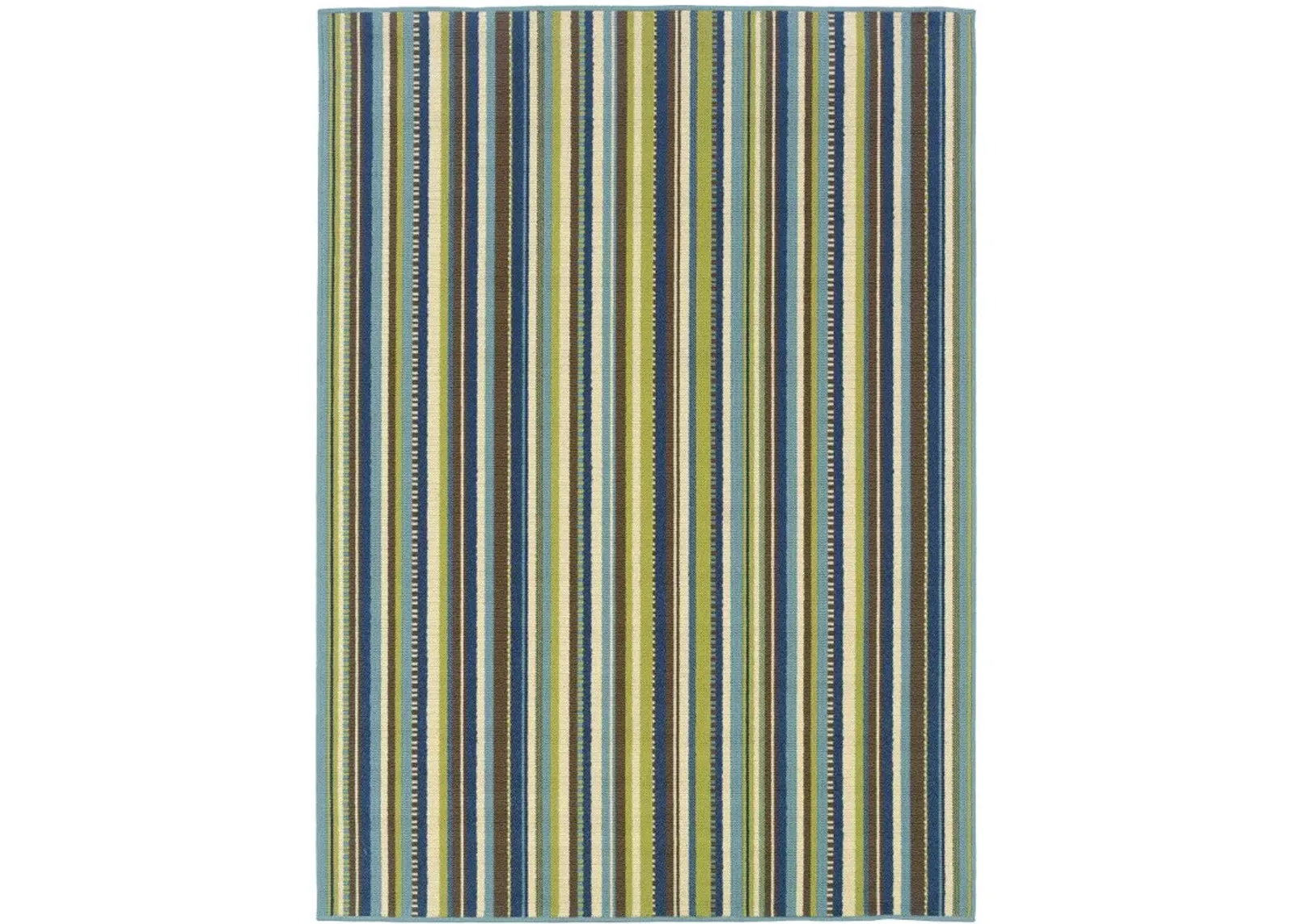 4' X 6' Striped Stain Resistant Indoor / Outdoor Area Rug - Blue / Green