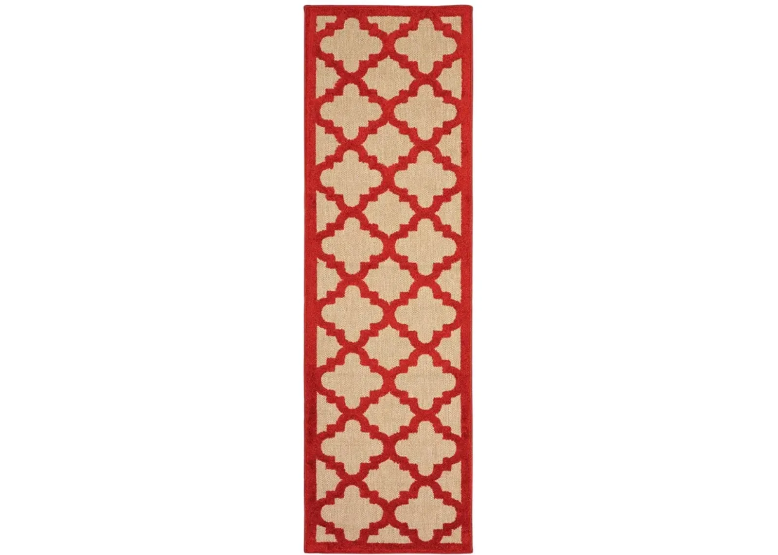 2' X 8' Geometric Stain Resistant Outdoor / Indoor Area Rug - Red