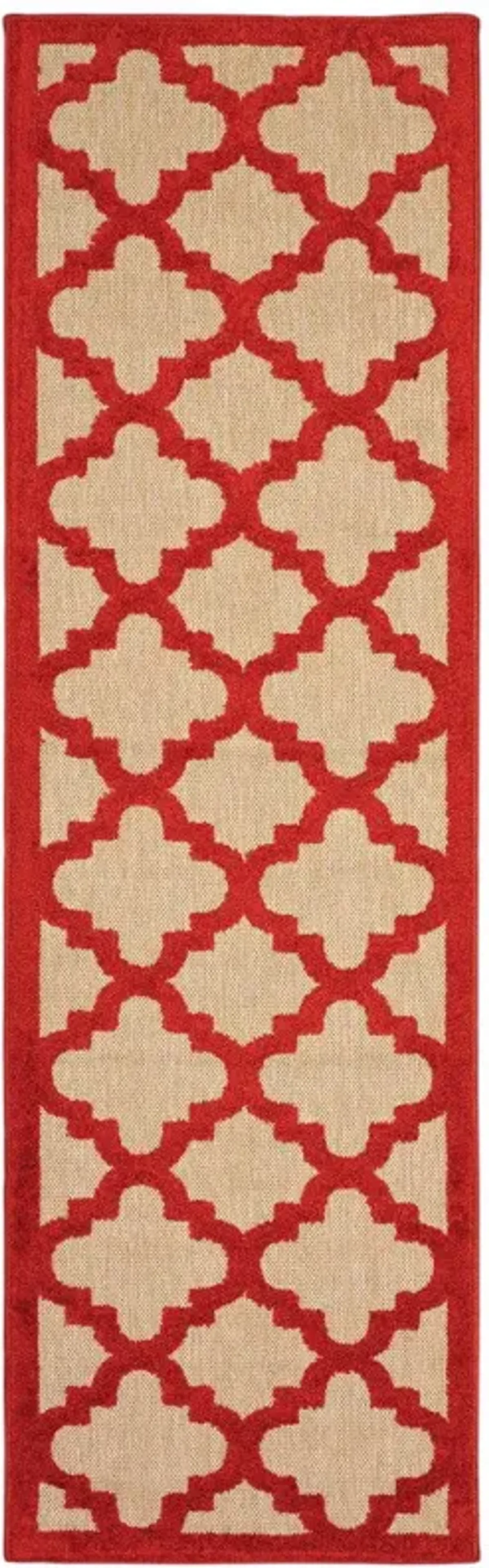 2' X 8' Geometric Stain Resistant Outdoor / Indoor Area Rug - Red