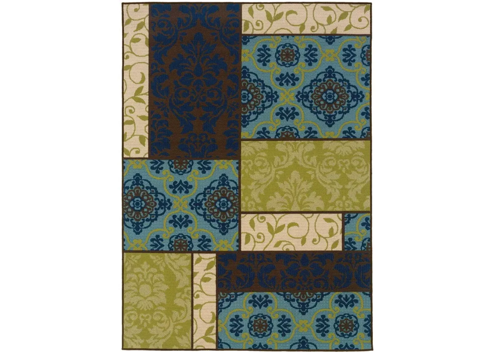 2' X 4' Geometric Stain Resistant Indoor / Outdoor Area Rug - Brown