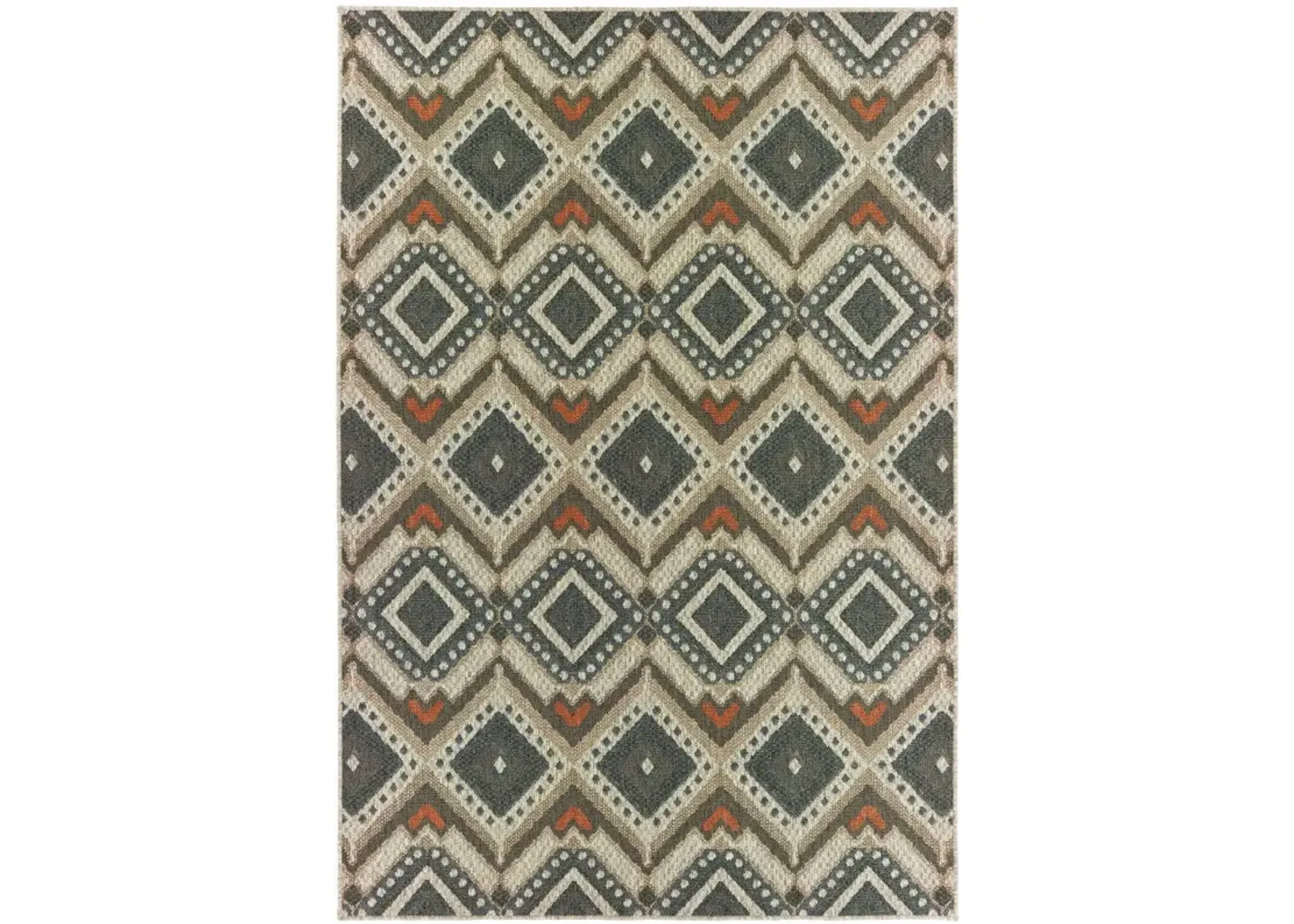 10' X 13' Geometric Stain Resistant Indoor / Outdoor Area Rug - Gray