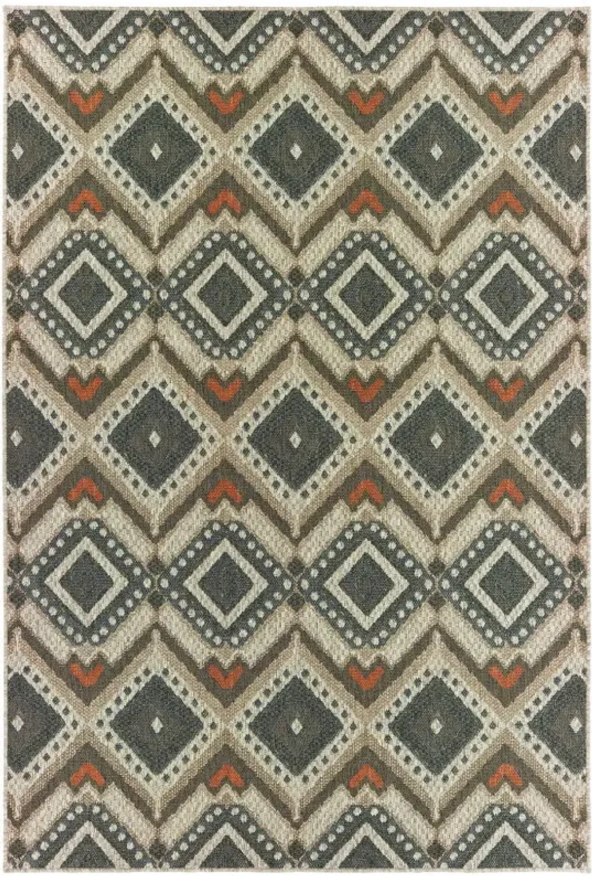 10' X 13' Geometric Stain Resistant Indoor / Outdoor Area Rug - Gray