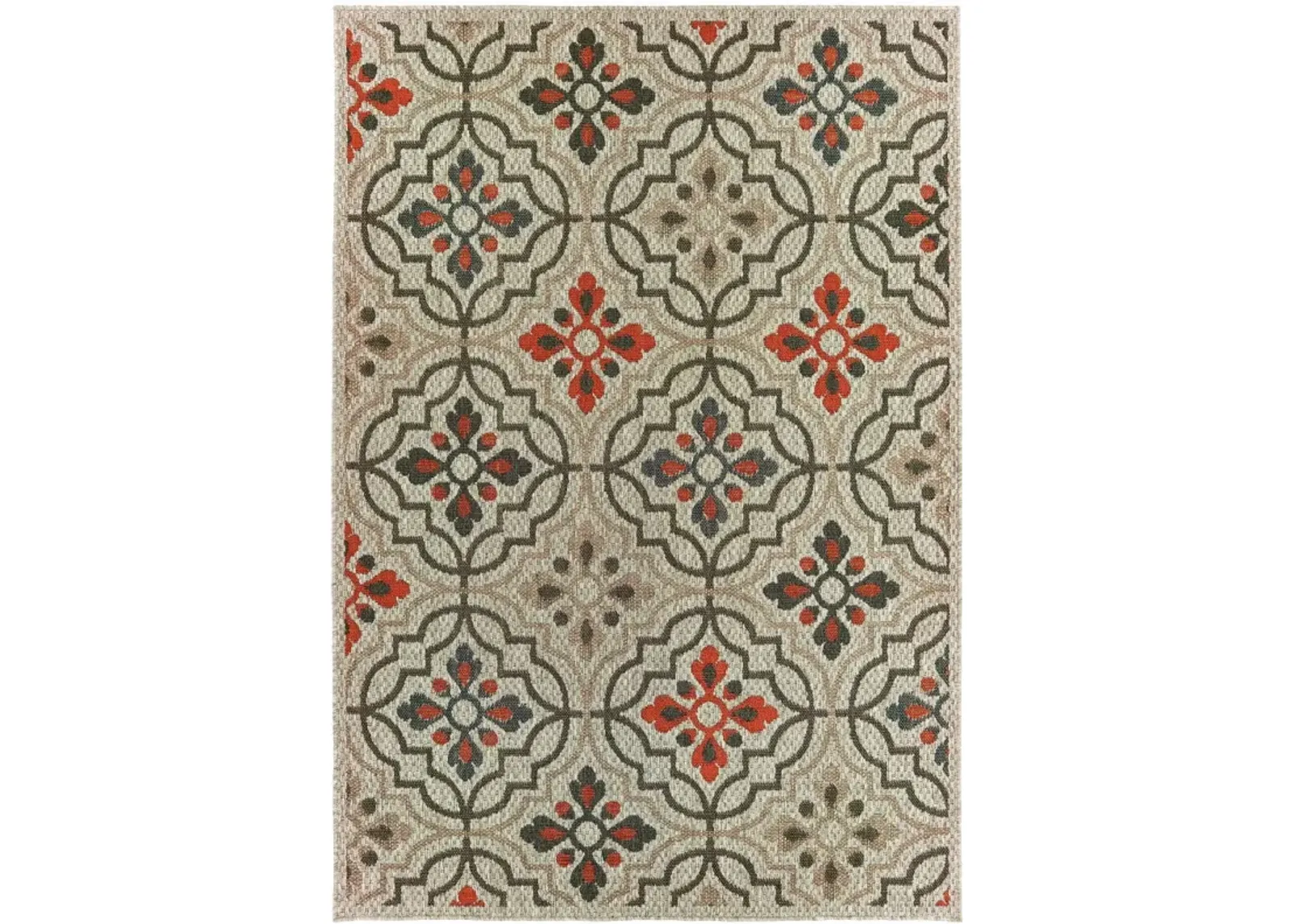 5' X 7' Geometric Stain Resistant Outdoor / Indoor Area Rug - Gray