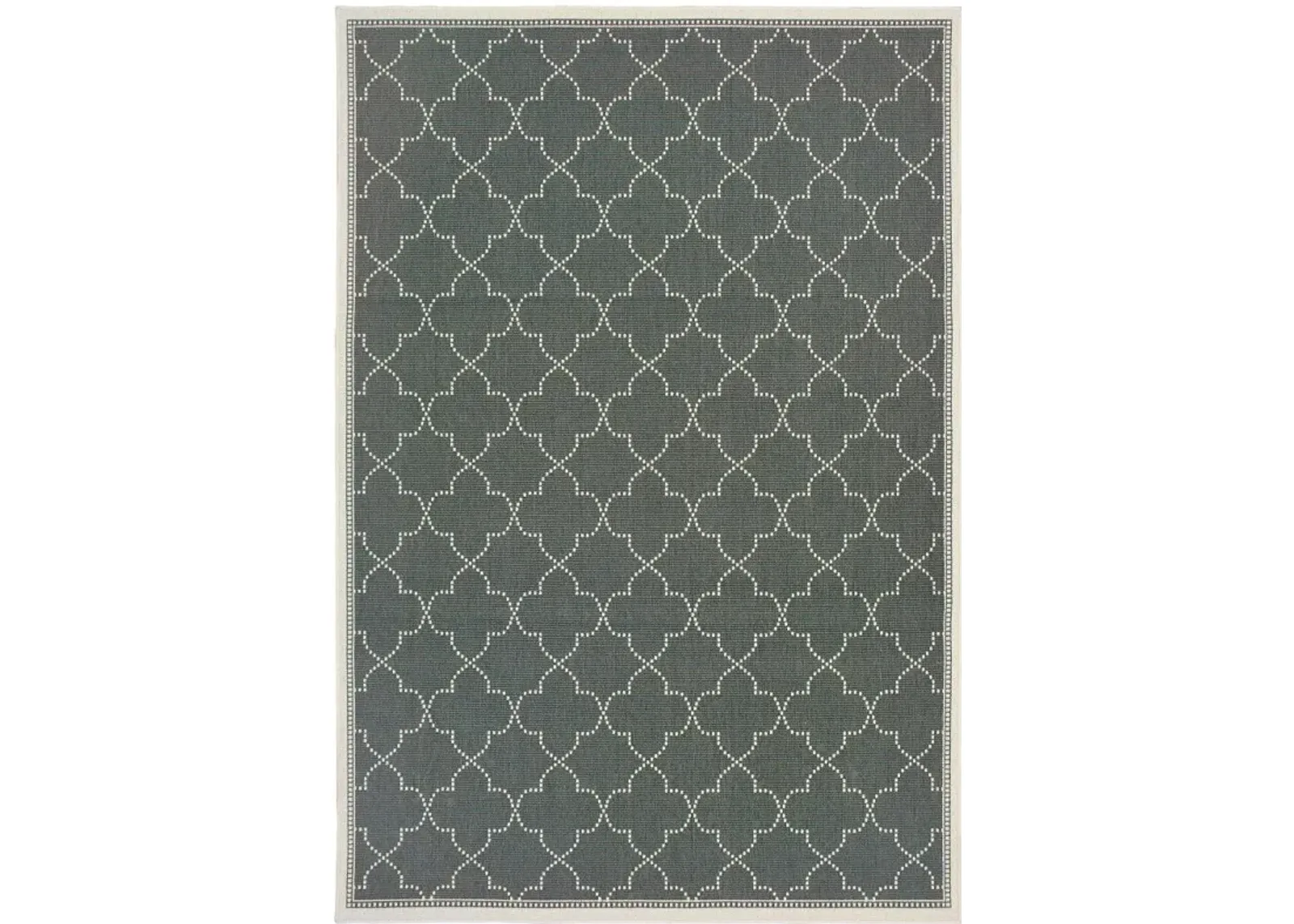 8' X 11' Geometric Stain Resistant Area Rug Outdoor / Indoor - Ivory / Gray