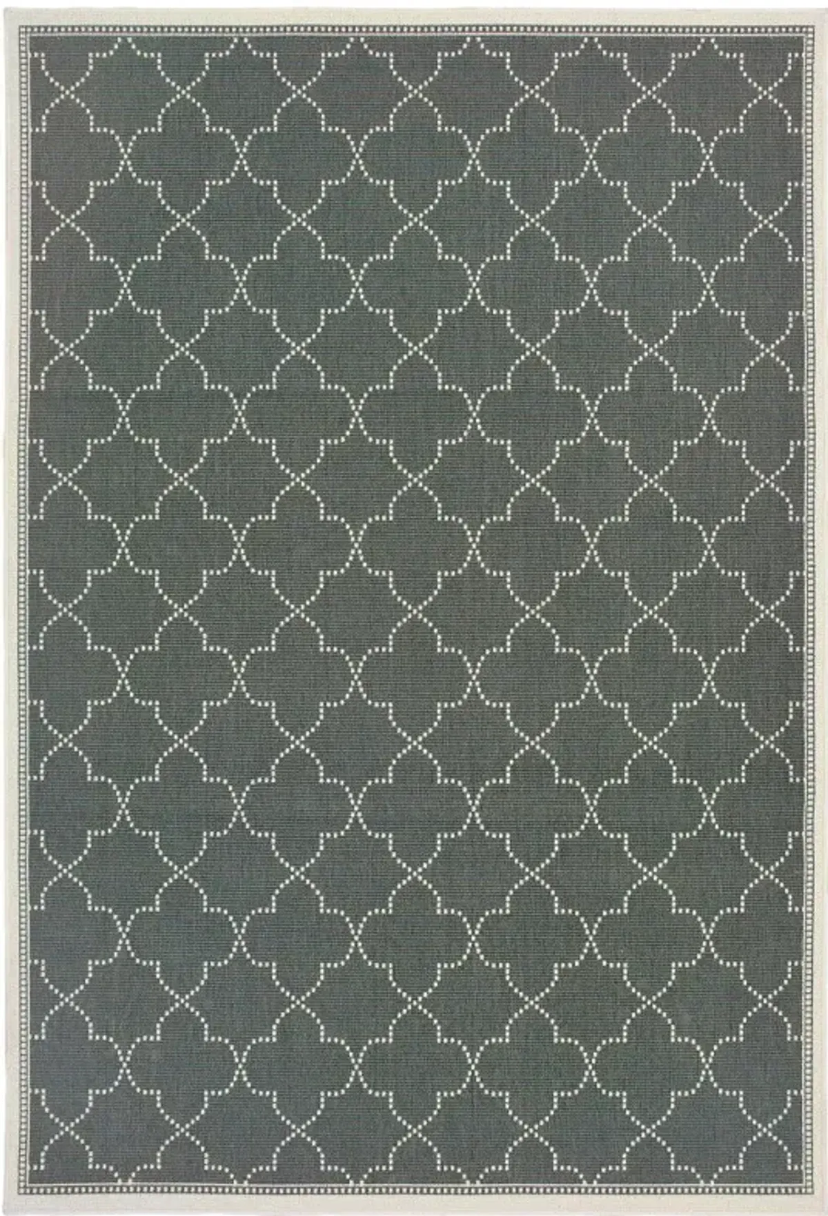 8' X 11' Geometric Stain Resistant Area Rug Outdoor / Indoor - Ivory / Gray