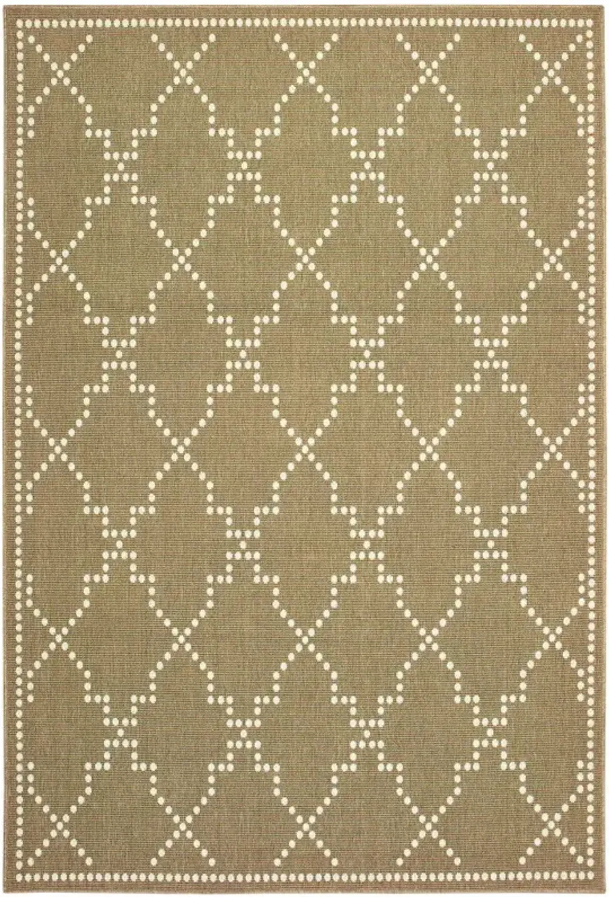 7' X 10' Geometric Stain Resistant Indoor / Outdoor Area Rug - Tan