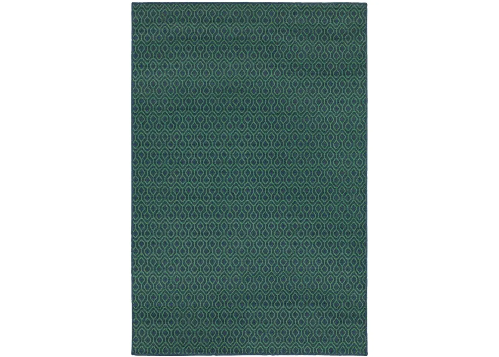 7' X 10' Geometric Stain Resistant Indoor & Outdoor Area Rug - Blue / Green