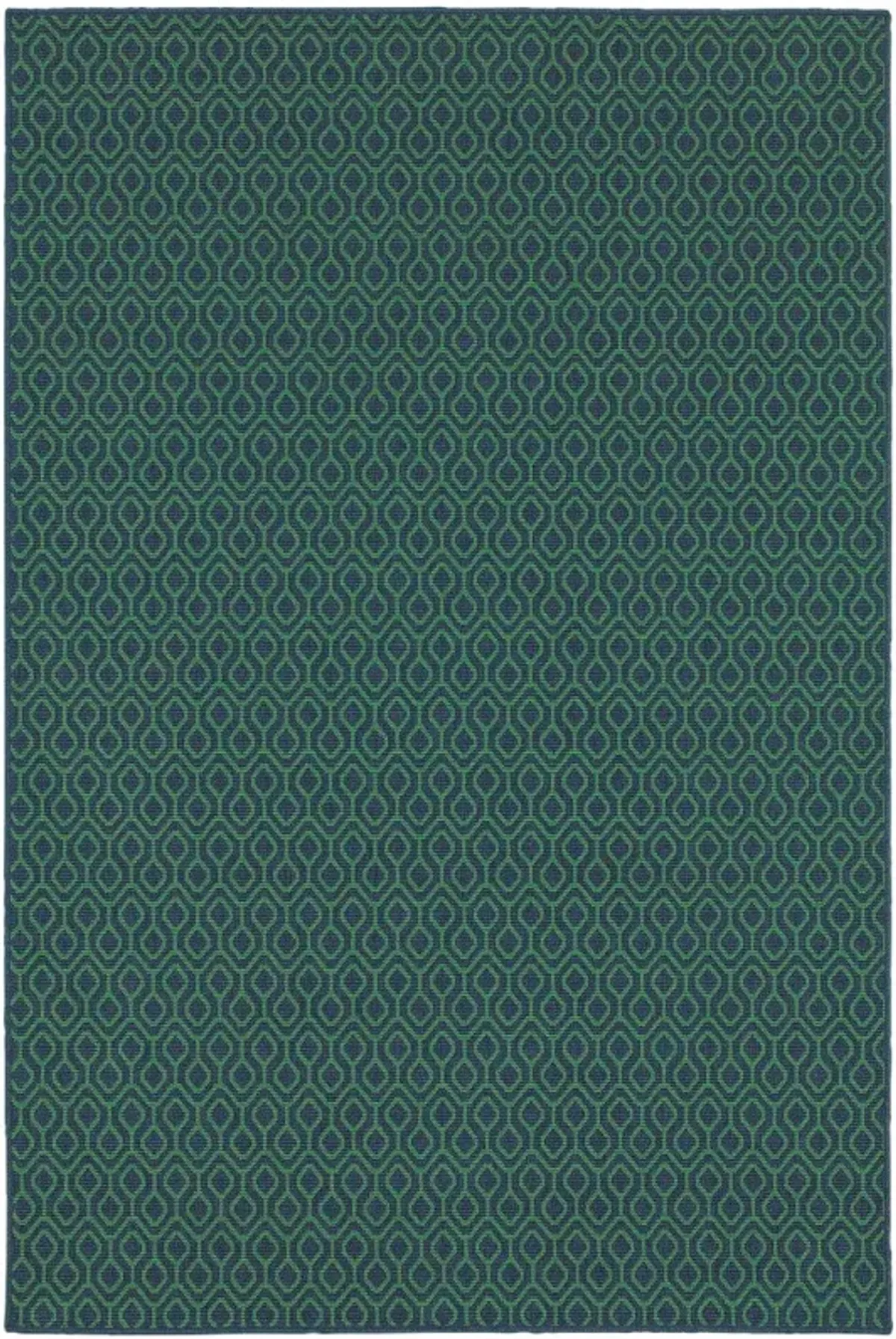 7' X 10' Geometric Stain Resistant Indoor & Outdoor Area Rug - Blue / Green