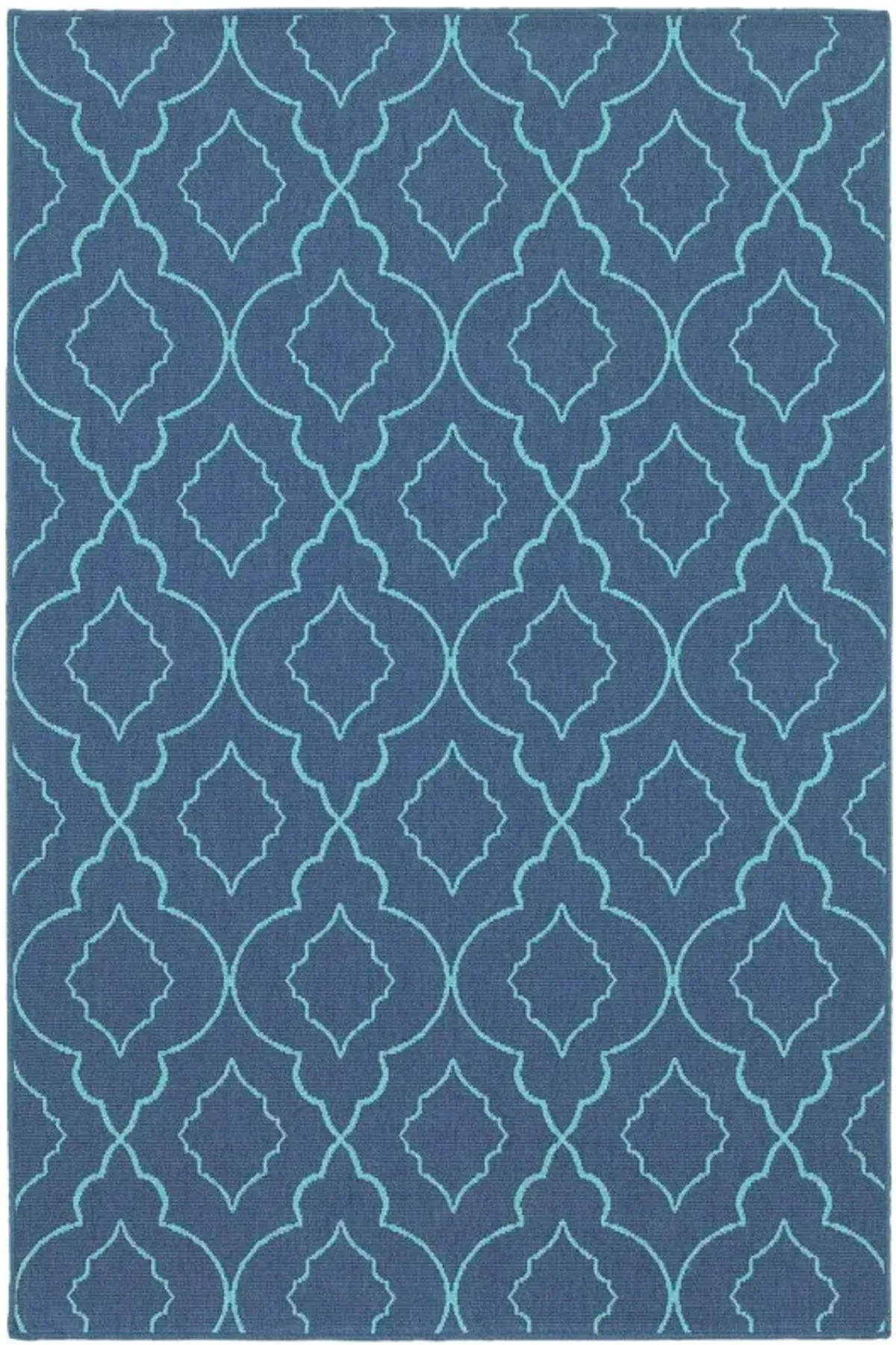 4' X 6' Geometric Stain Resistant Indoor / Outdoor Area Rug - Blue