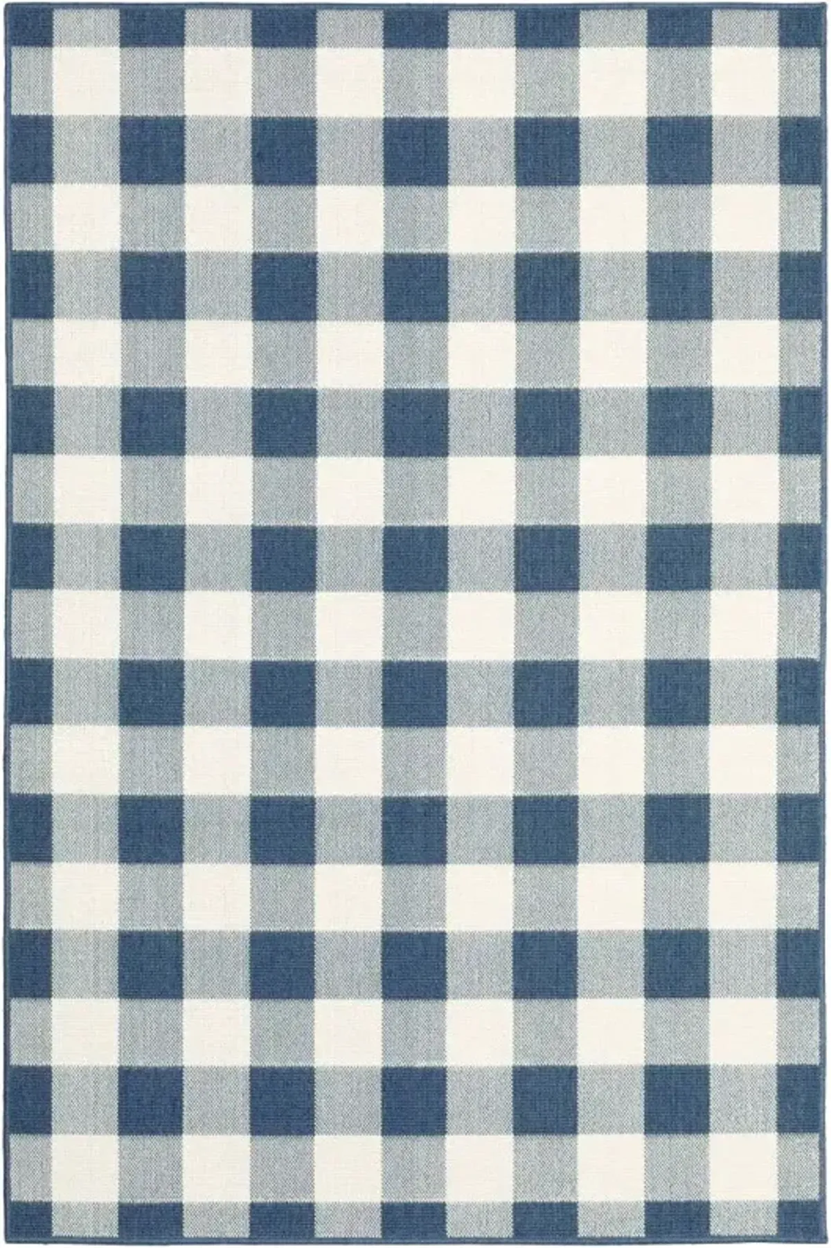 4' X 6' Geometric Stain Resistant Area Rug Outdoor / Indoor - Ivory / Blue