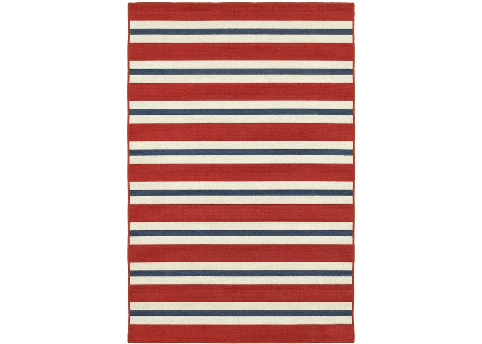 4' X 6' Geometric Stain Resistant Outdoor / Indoor Area Rug - Red / Ivory