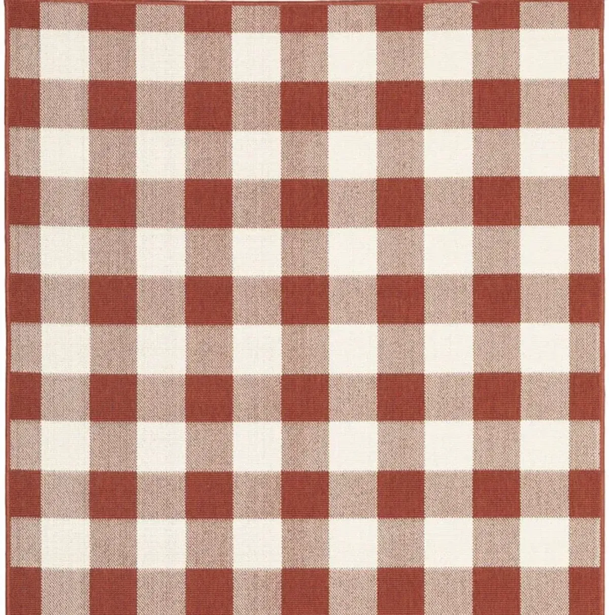 7' X 10' Geometric Stain Resistant Indoor / Outdoor Area Rug - Red / Ivory