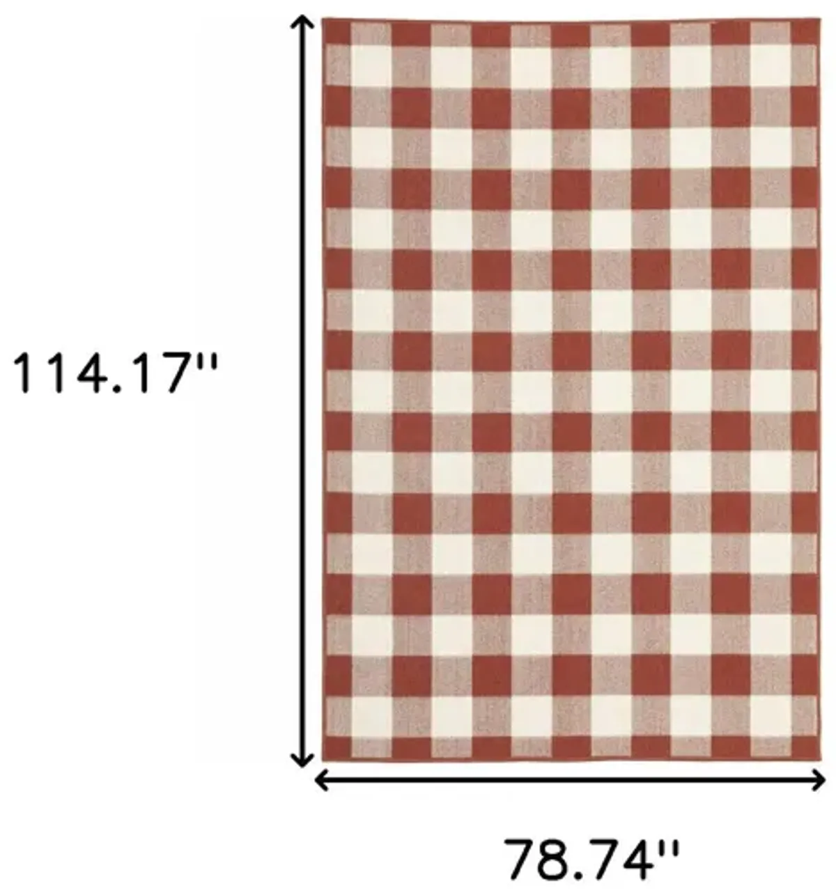 7' X 10' Geometric Stain Resistant Indoor / Outdoor Area Rug - Red / Ivory