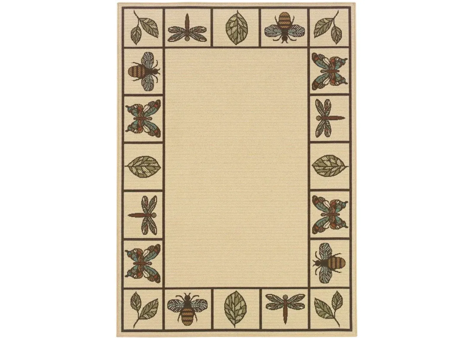 8' X 11' Abstract Stain Resistant Indoor / Outdoor Area Rug - Brown / Ivory