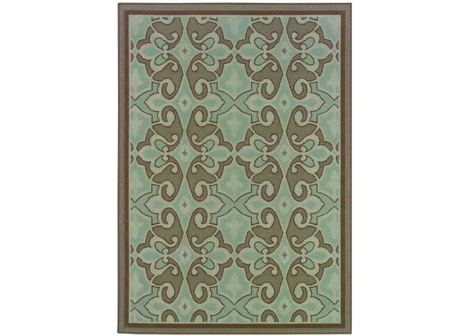 2' X 4' Oriental Stain Resistant Outdoor & Indoor Area Rug - Blue