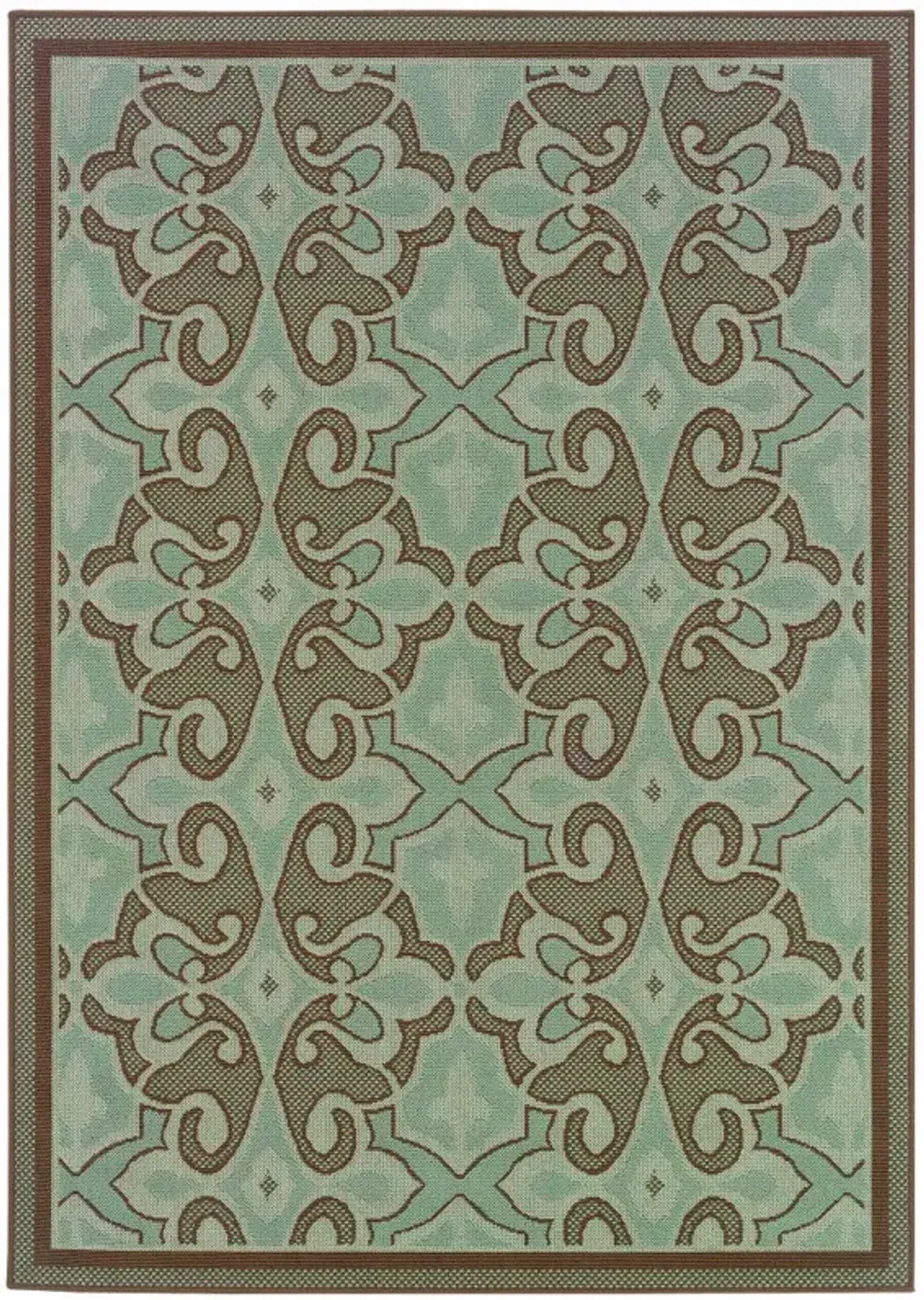 2' X 4' Oriental Stain Resistant Outdoor & Indoor Area Rug - Blue